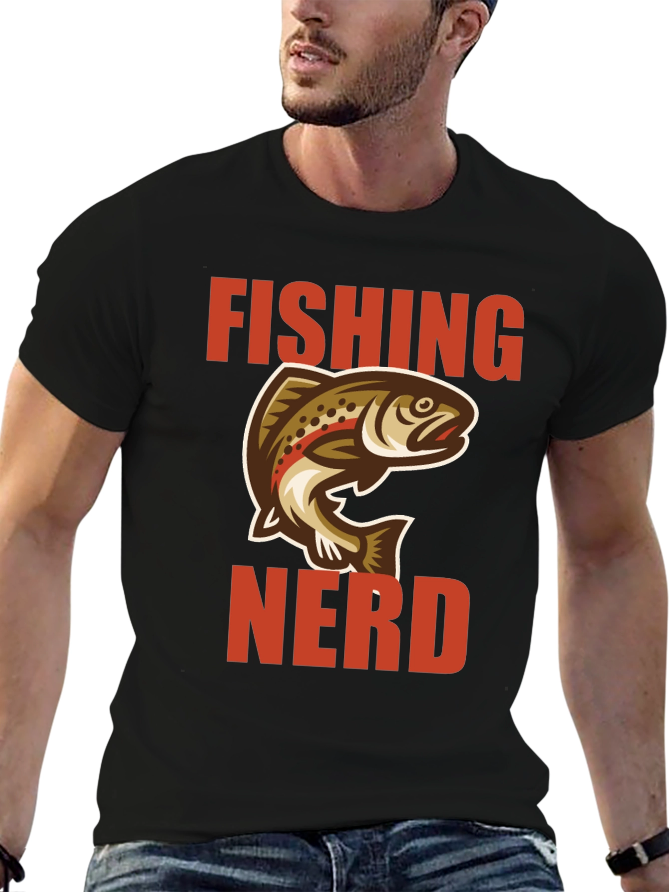 Fishing Nerd Graphic Tee - Black Cotton T-Shirt