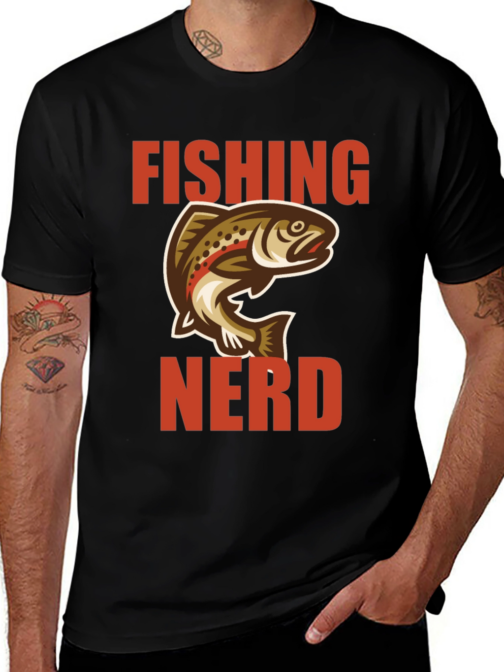 Fishing Nerd Graphic Tee - Black Cotton T-Shirt