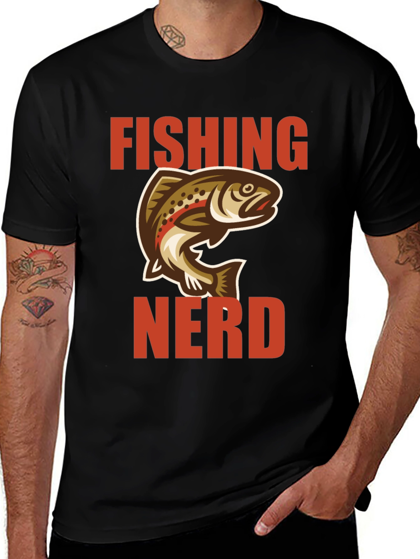 Fishing Nerd Graphic Tee - Black Cotton T-Shirt