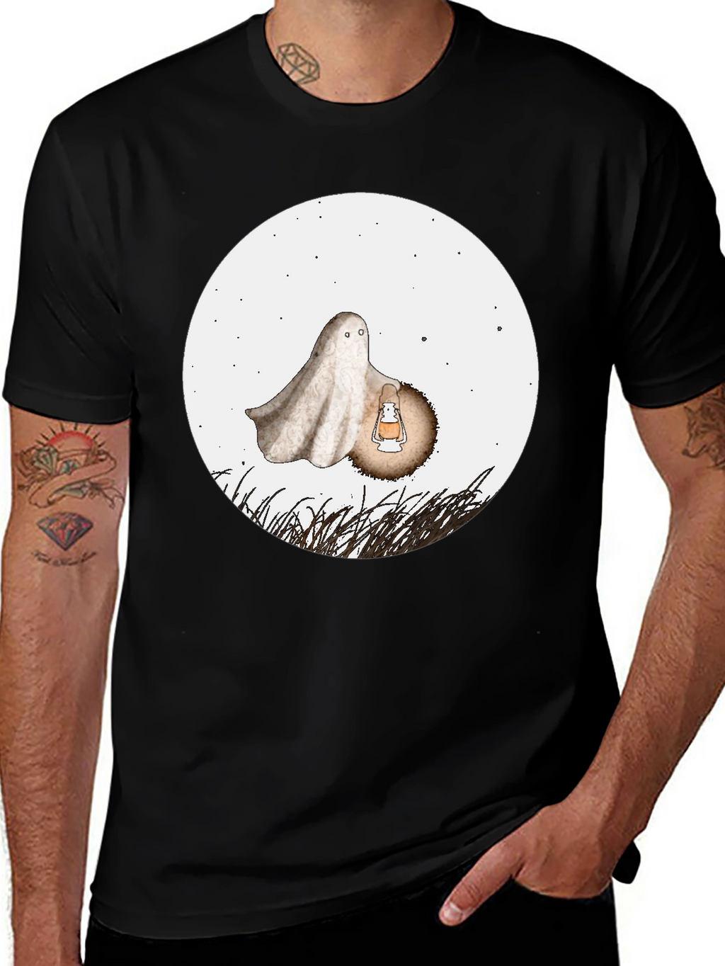 Spooky Ghost Graphic Tee - Halloween Shirt