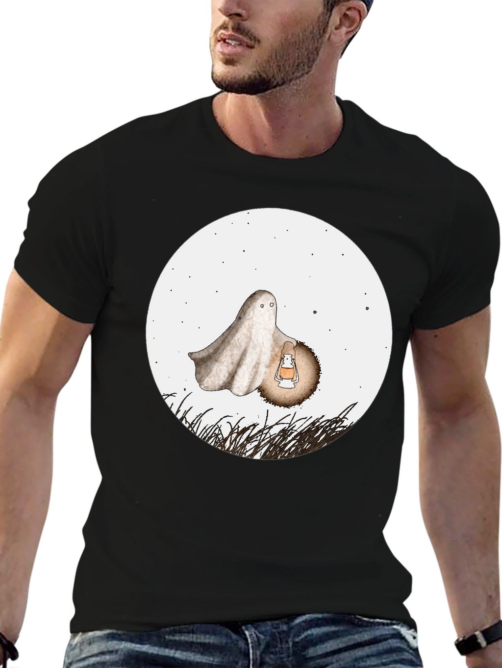 Spooky Ghost Graphic Tee - Halloween Shirt