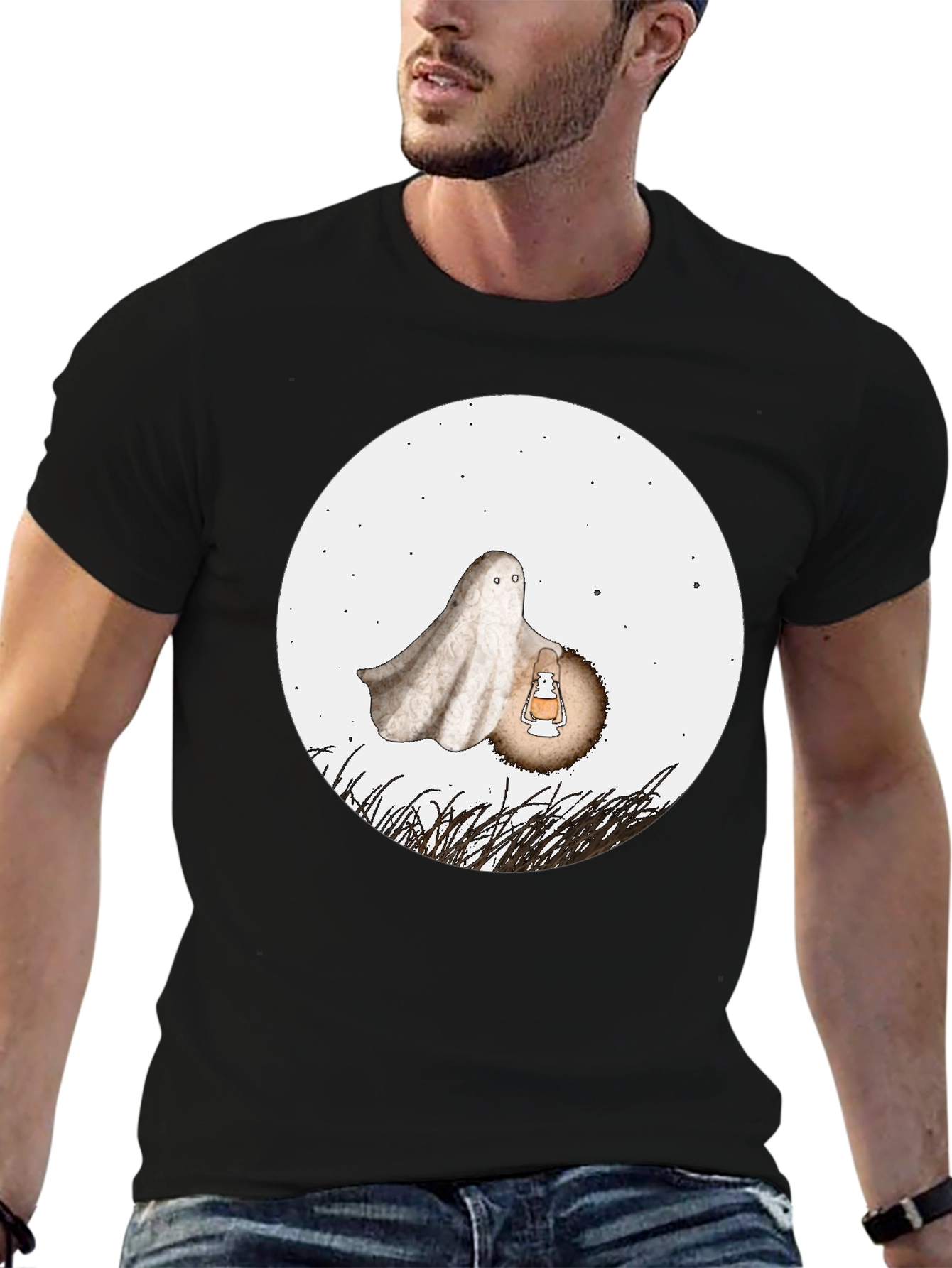 Spooky Ghost Graphic Tee - Halloween Shirt