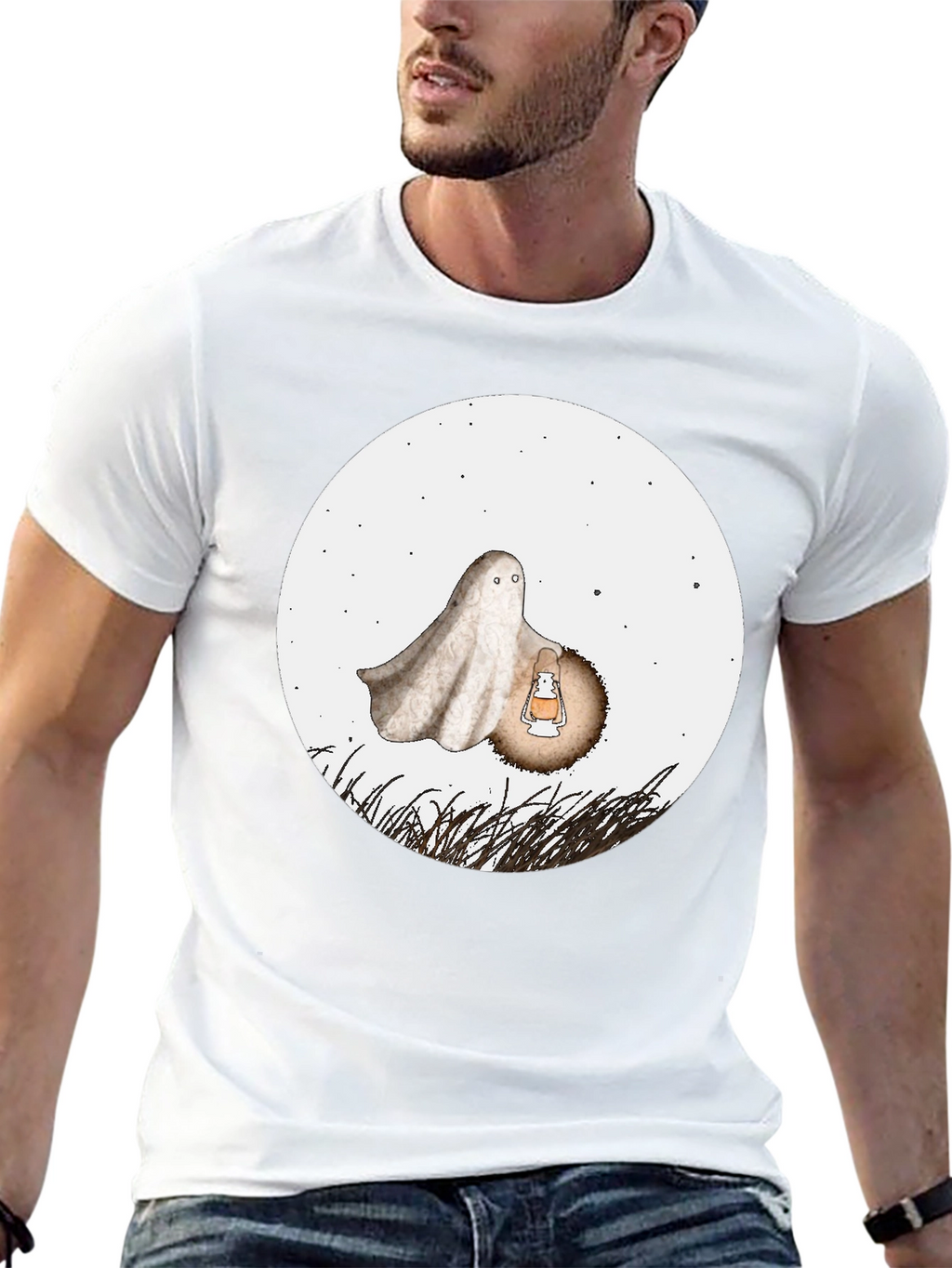 Spooky Ghost Graphic Tee - Halloween Shirt