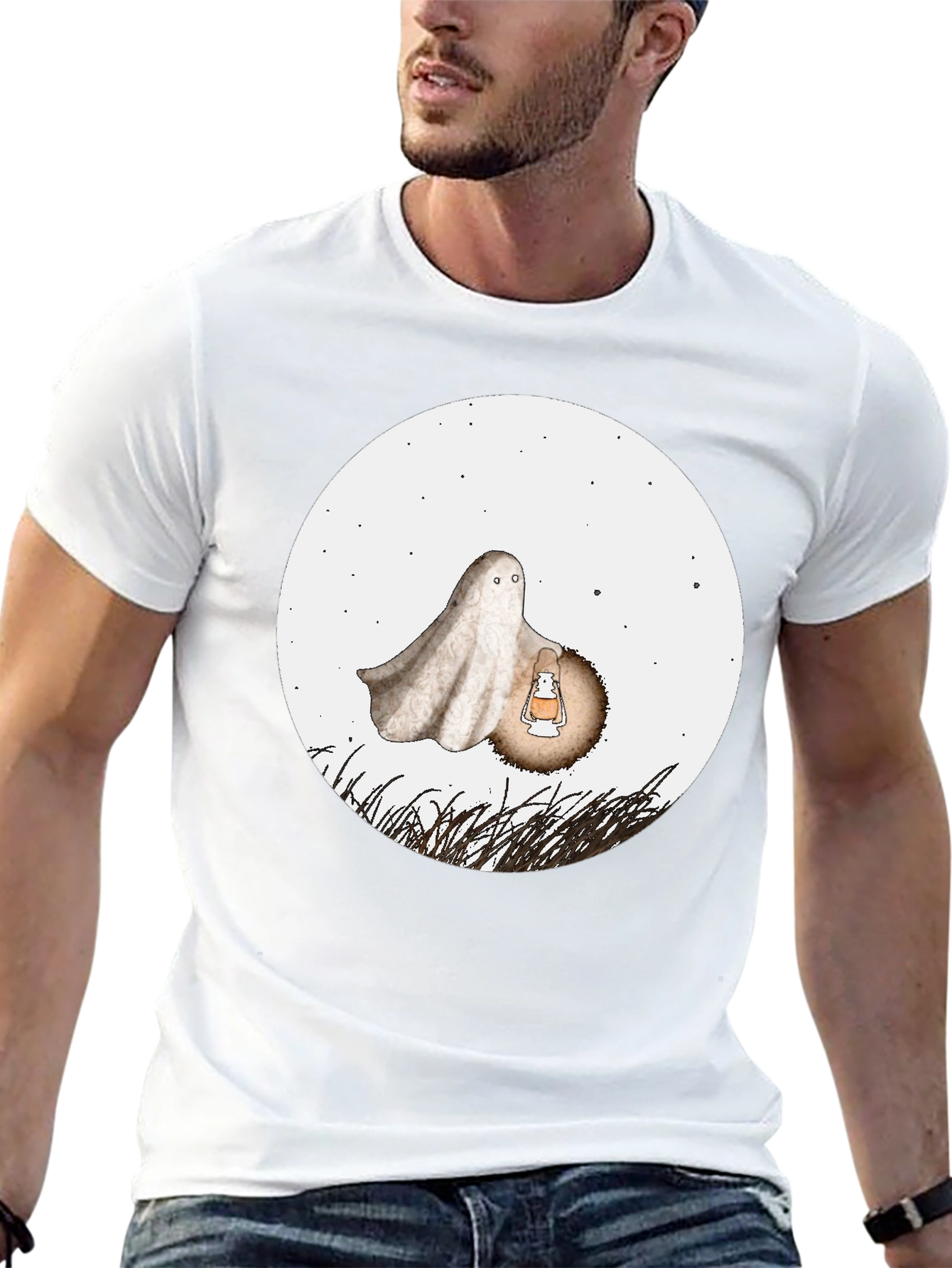Spooky Ghost Graphic Tee - Halloween Shirt