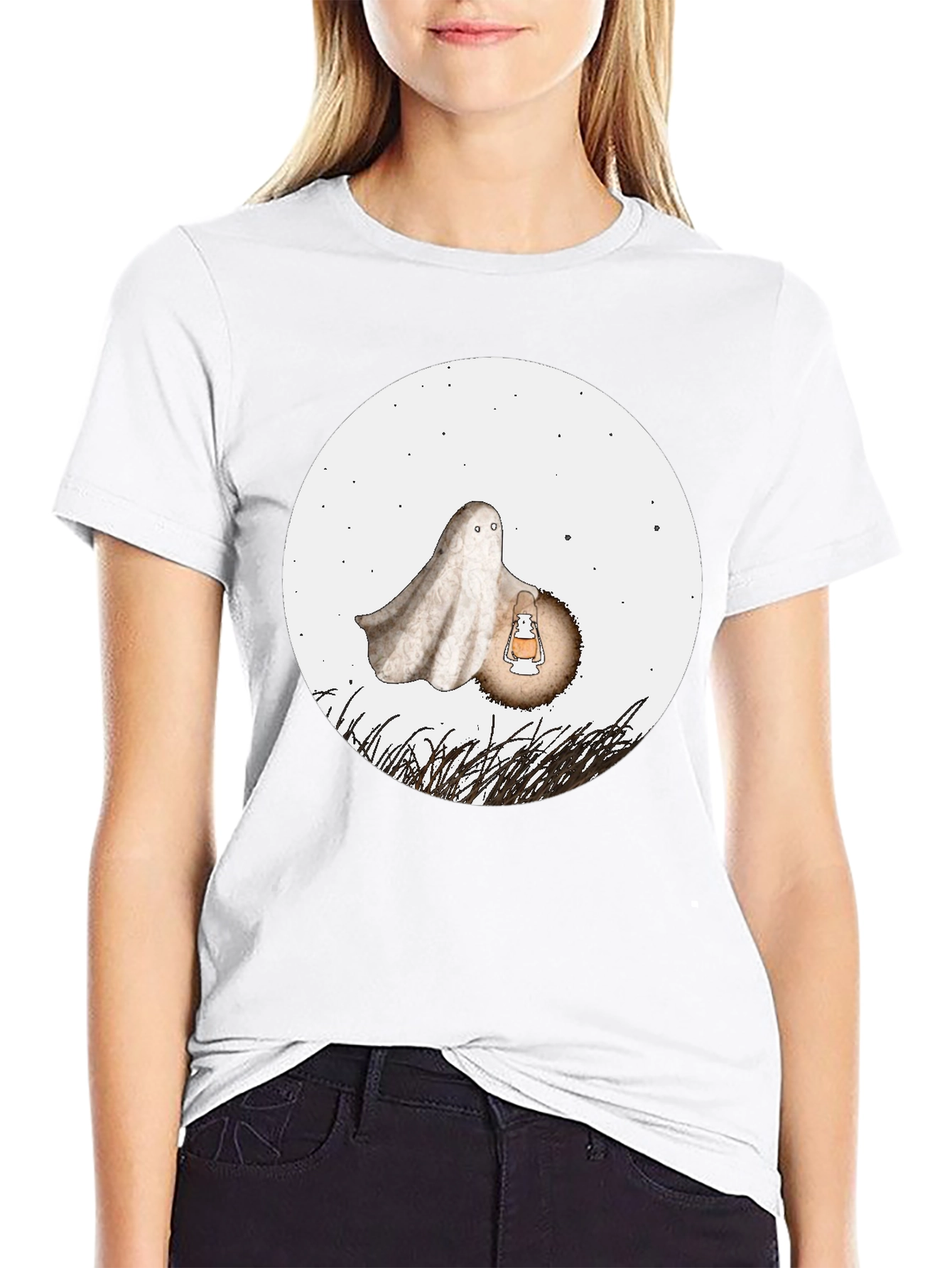 Spooky Ghost Graphic Tee - Halloween Shirt
