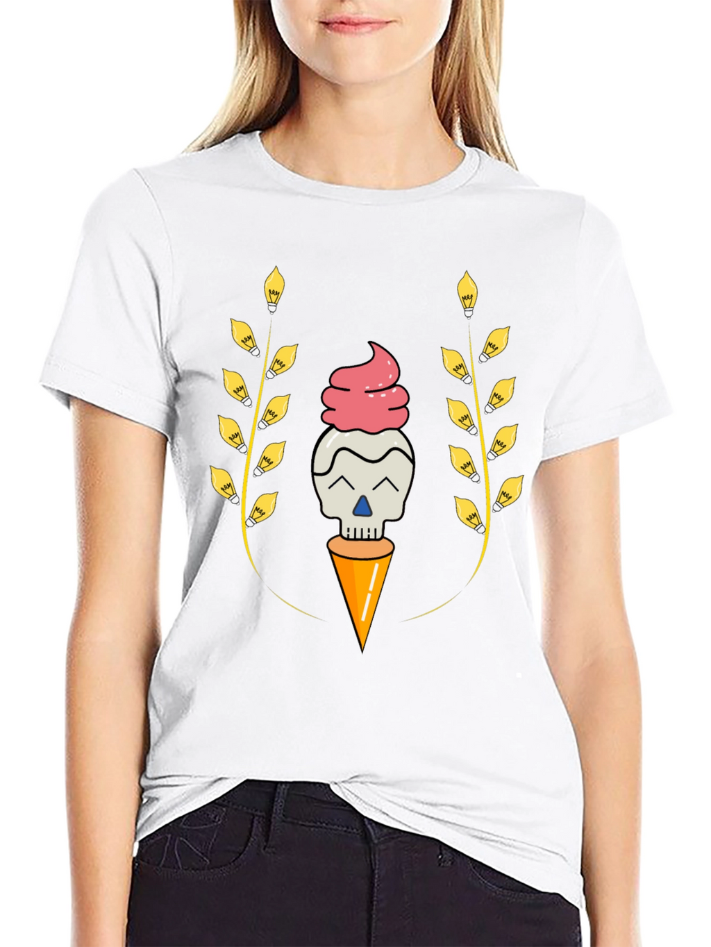 Skull Ice Cream Cone Graphic Tee