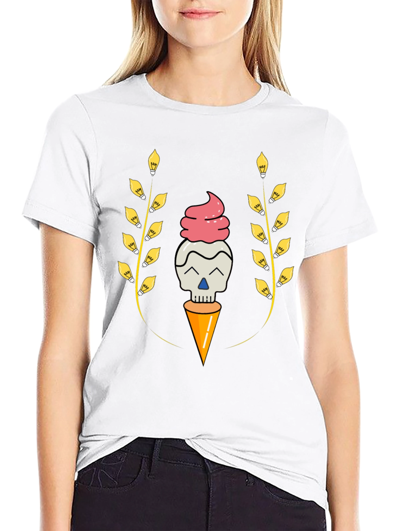 Skull Ice Cream Cone Graphic Tee