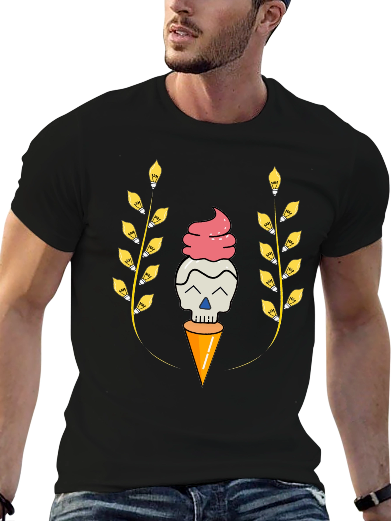 Skull Ice Cream Cone Graphic Tee
