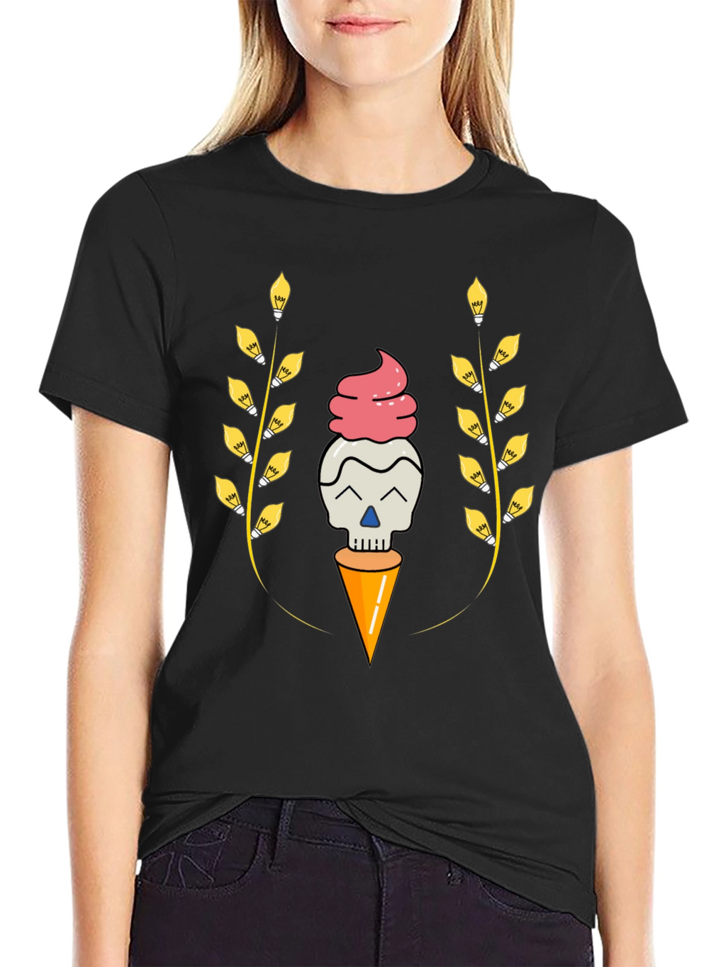 Skull Ice Cream Cone Graphic Tee