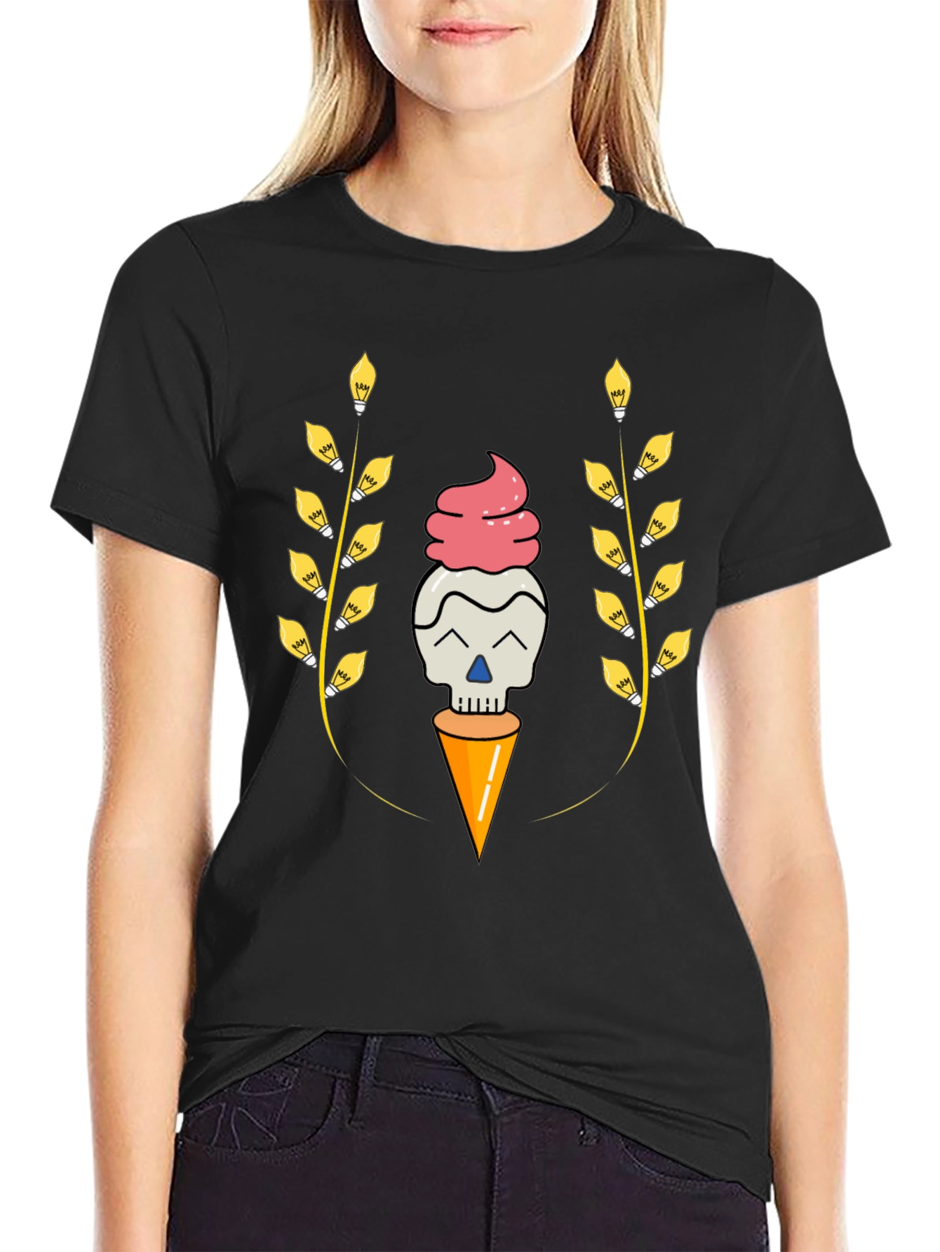 Skull Ice Cream Cone Graphic Tee