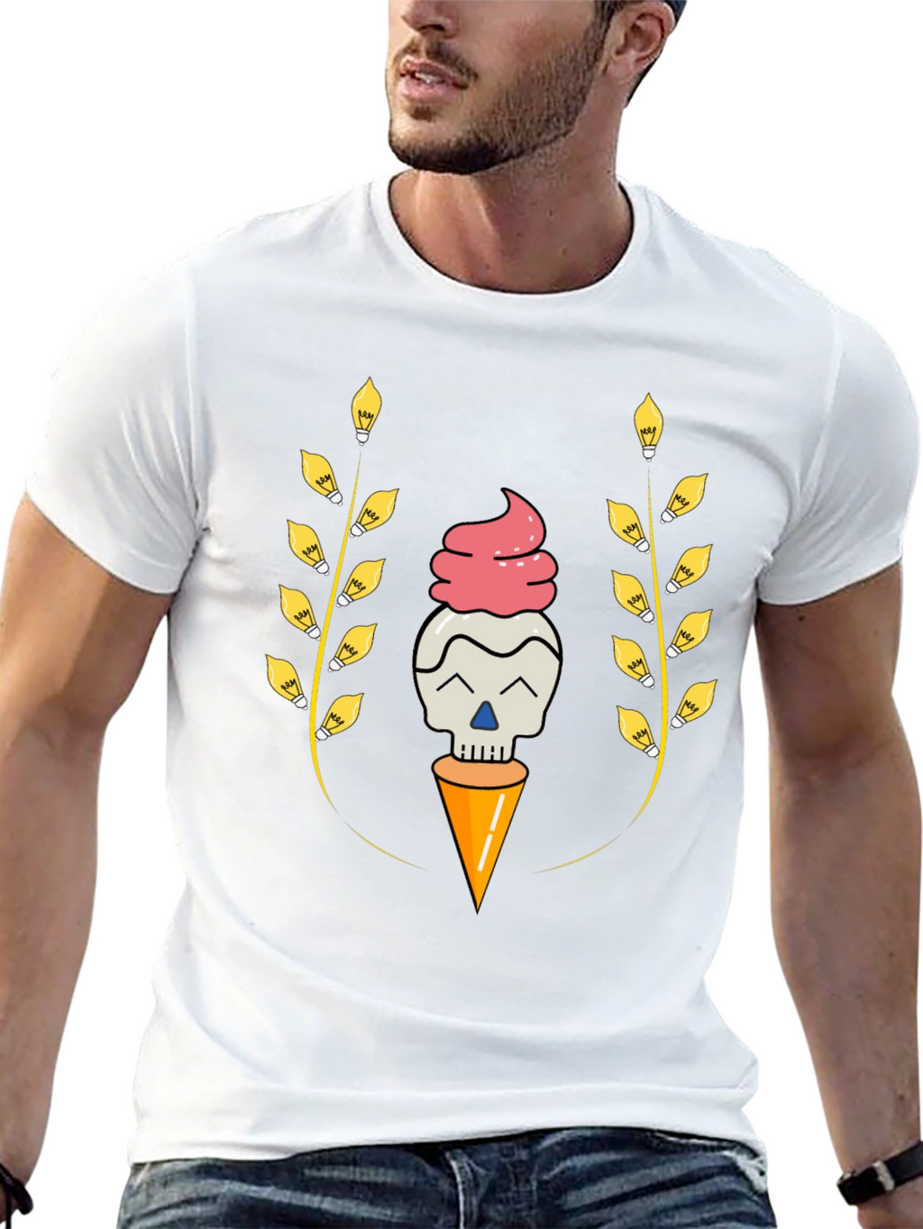 Skull Ice Cream Cone Graphic Tee