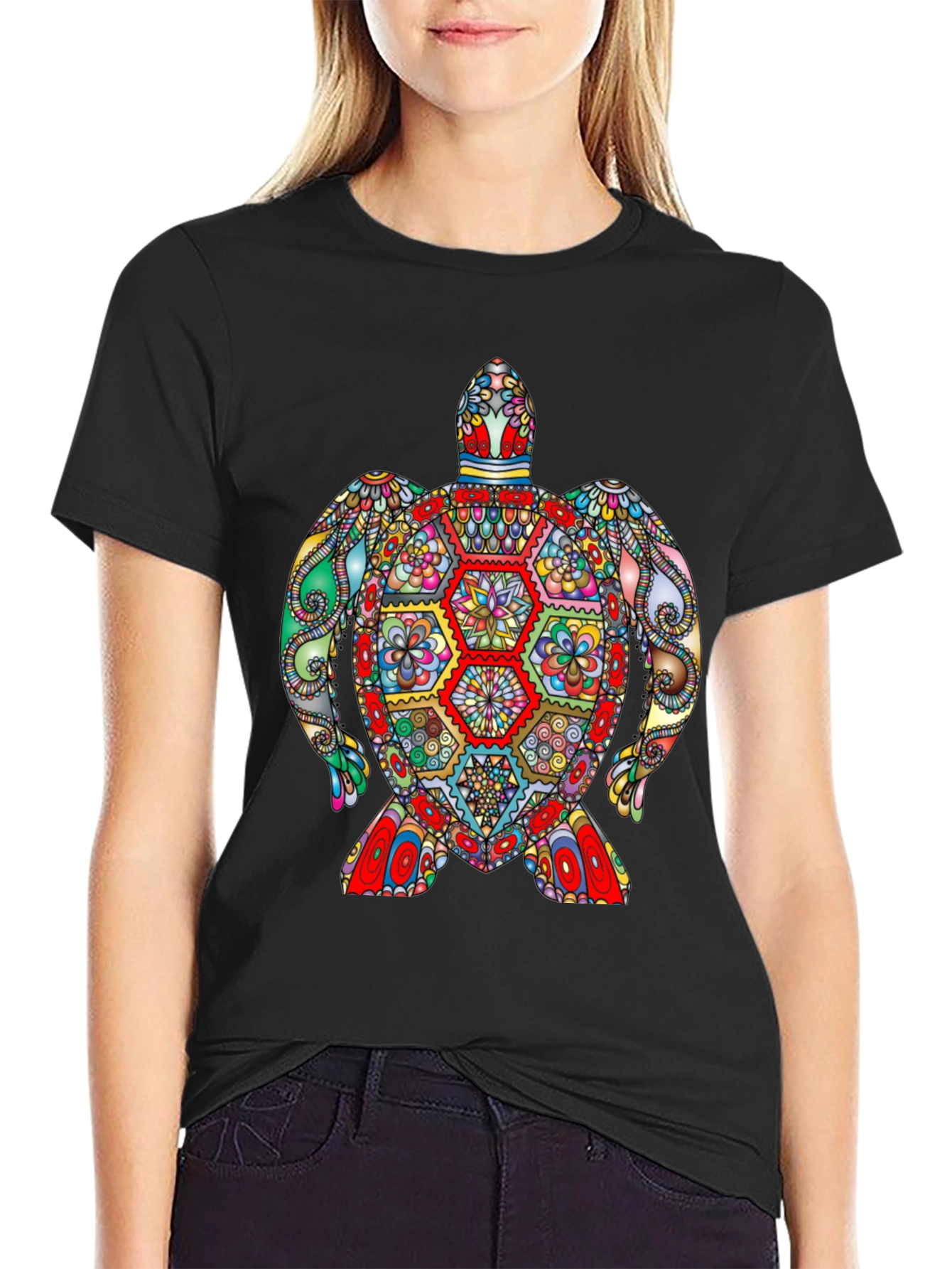 Colorful Turtle Graphic Print T-Shirt