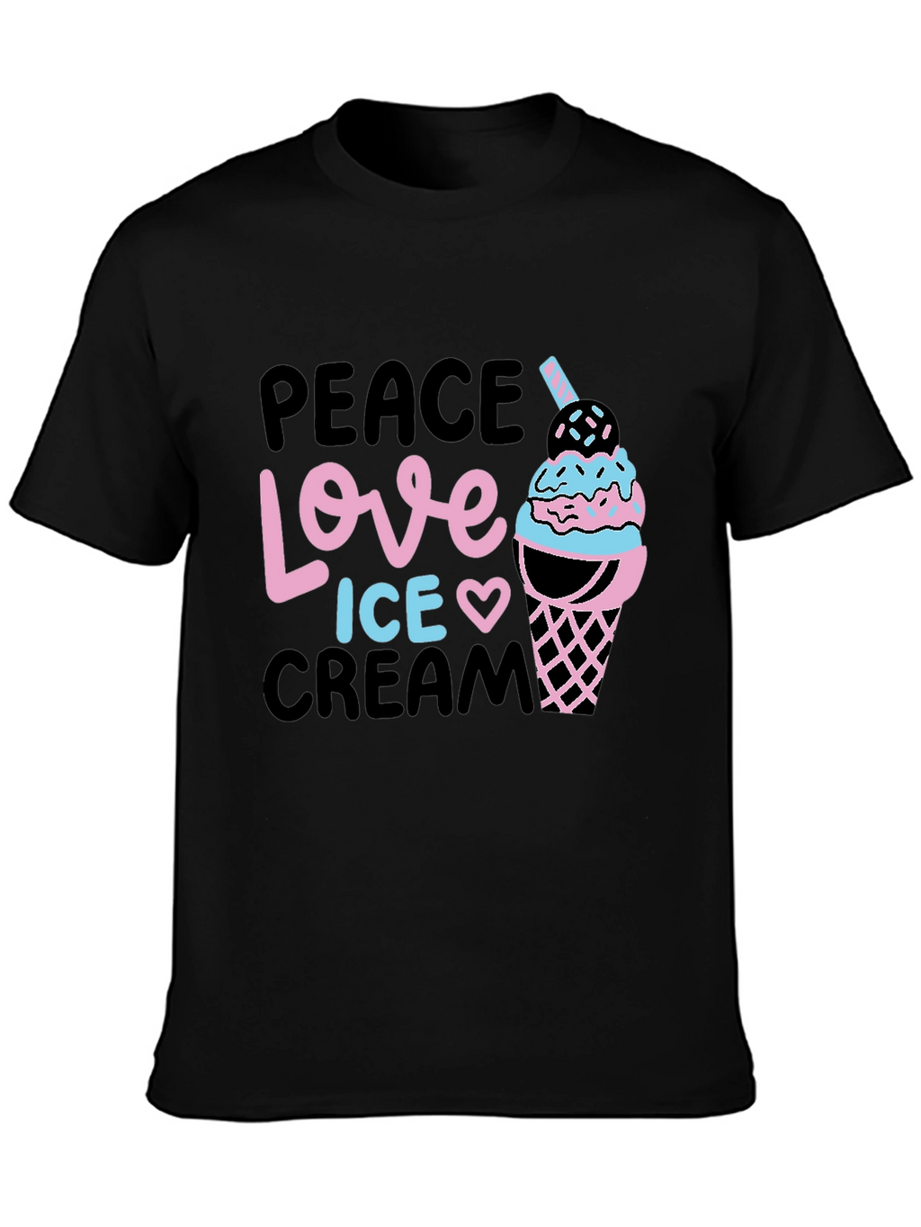 Peace Love Ice Cream Black Graphic Tee