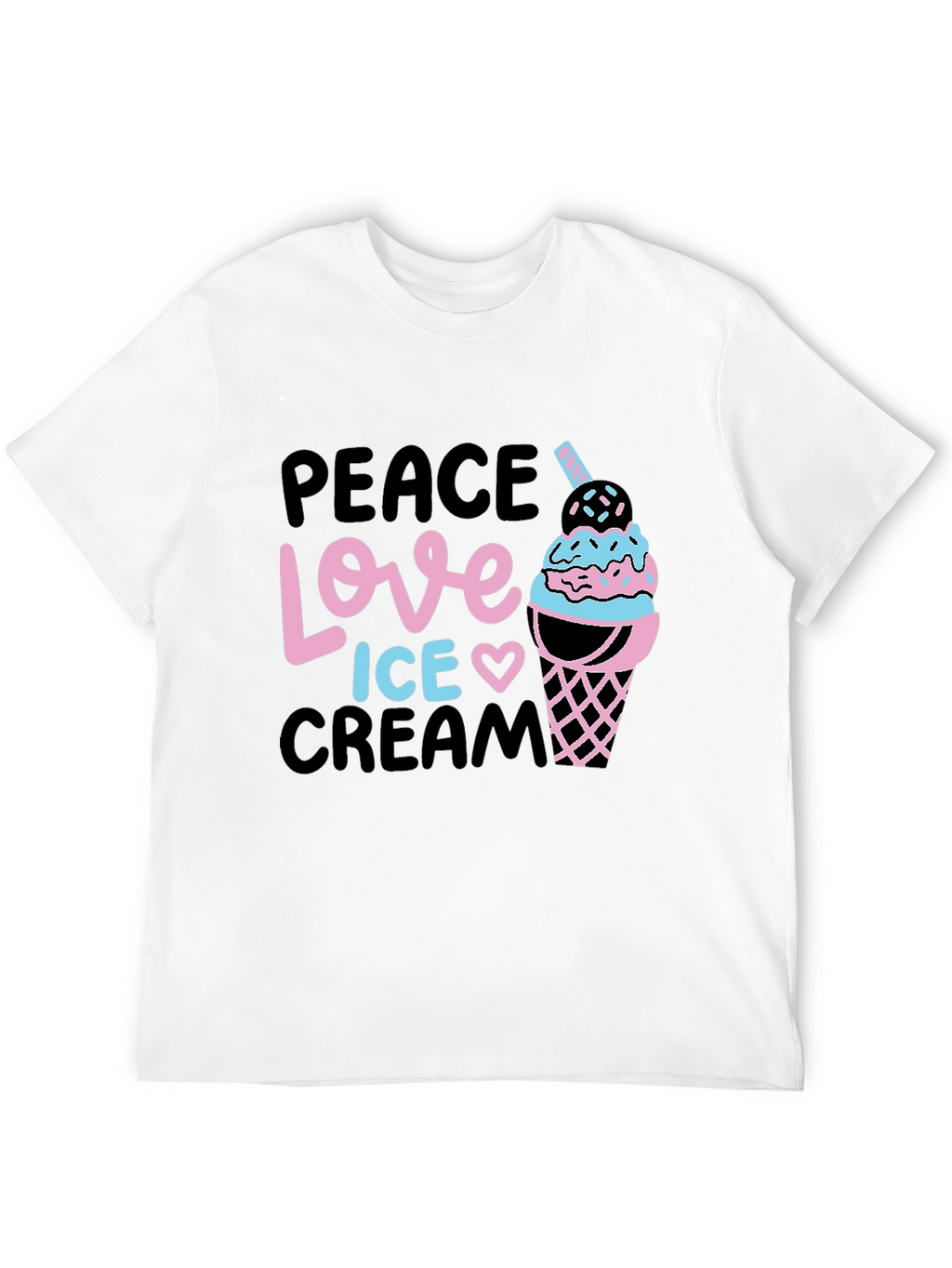 Peace Love Ice Cream Black Graphic Tee