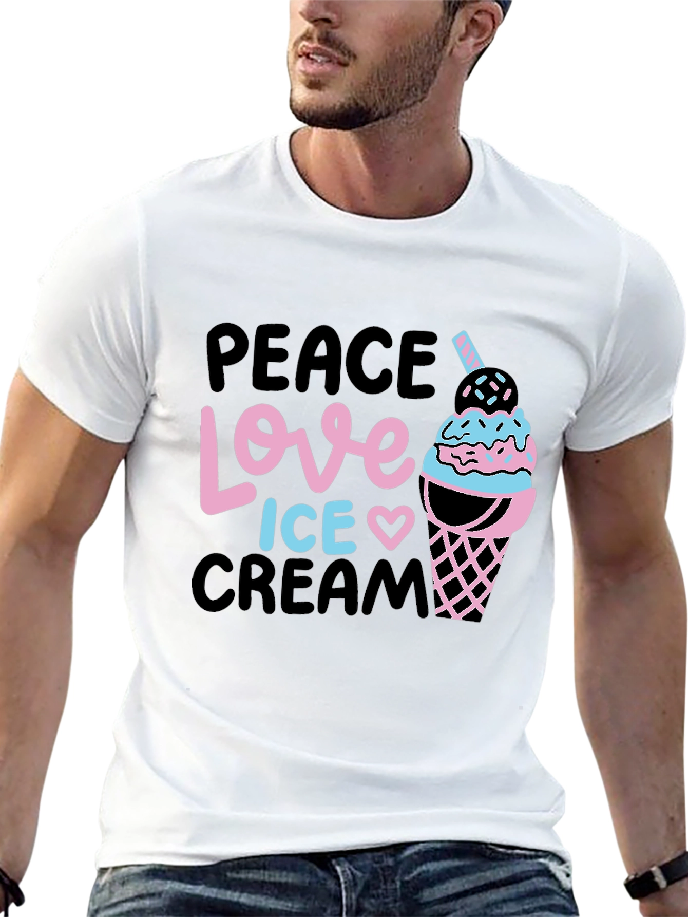 Peace Love Ice Cream Black Graphic Tee