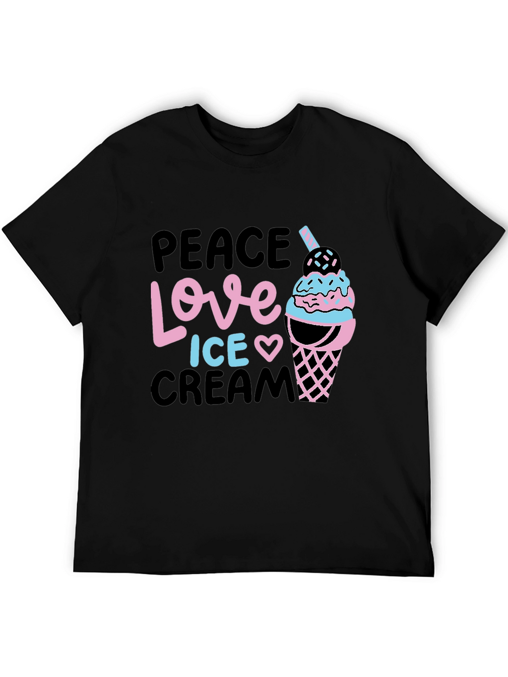 Peace Love Ice Cream Black Graphic Tee