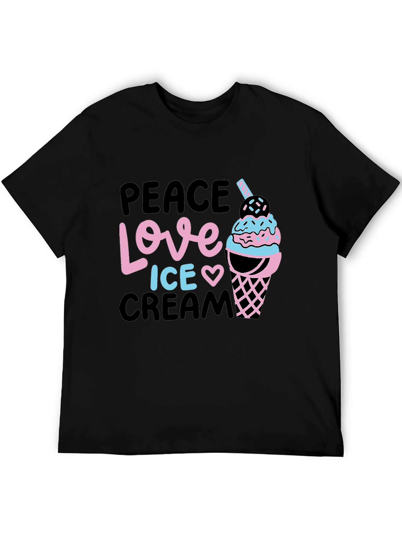 Peace Love Ice Cream Black Graphic Tee
