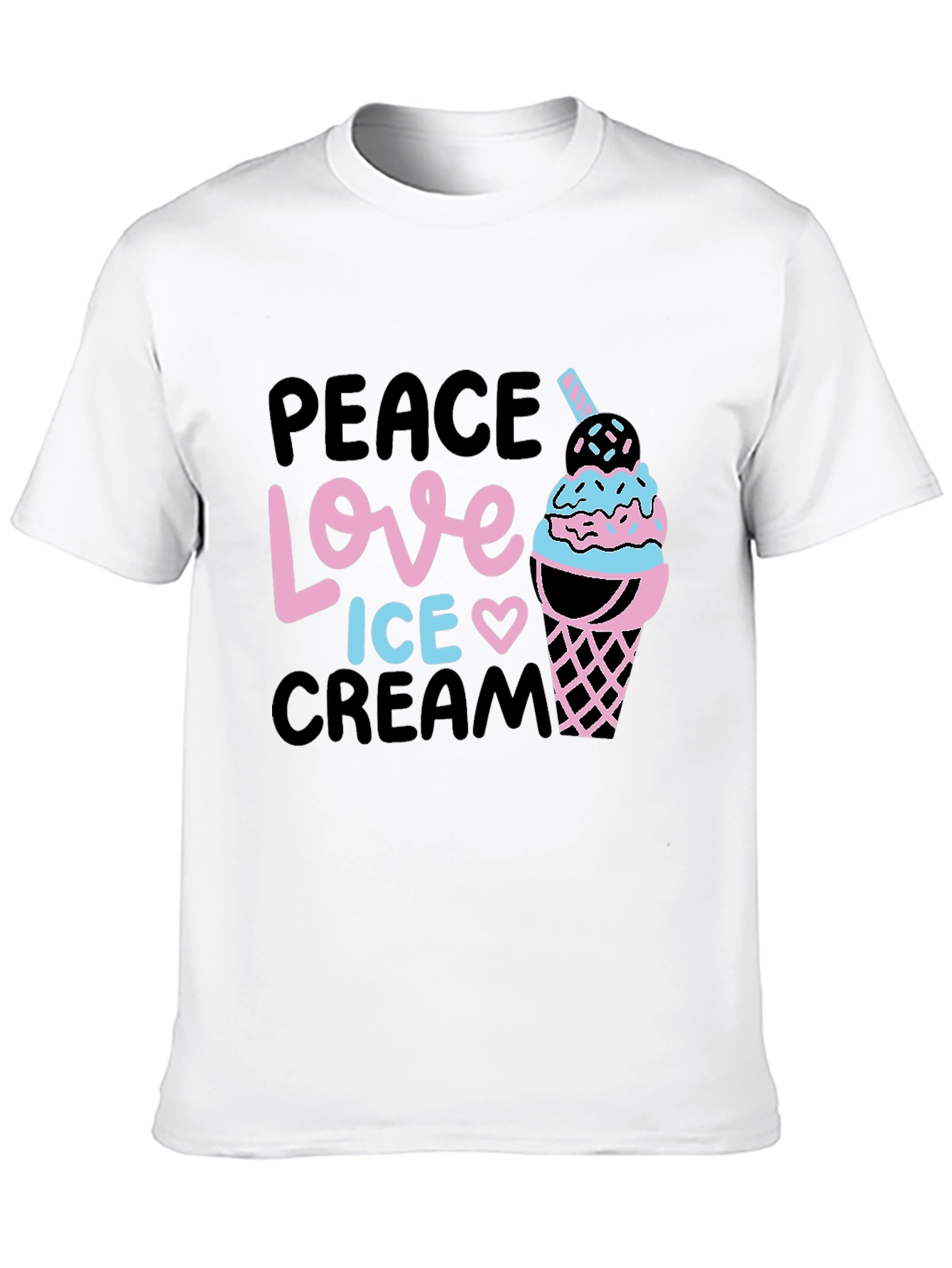 Peace Love Ice Cream Black Graphic Tee