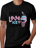 Peace Love Ice Cream Black Graphic Tee
