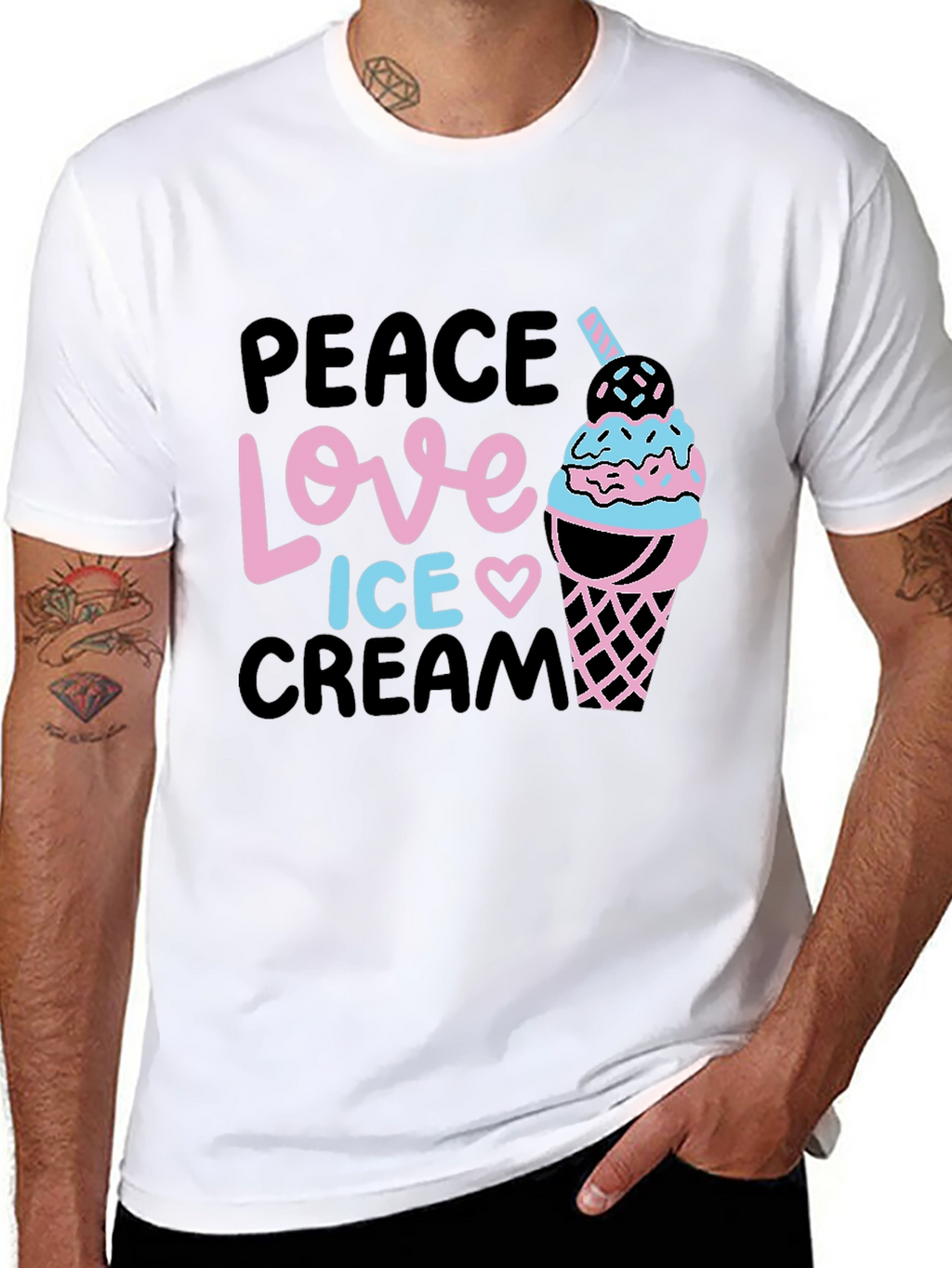 Peace Love Ice Cream Black Graphic Tee