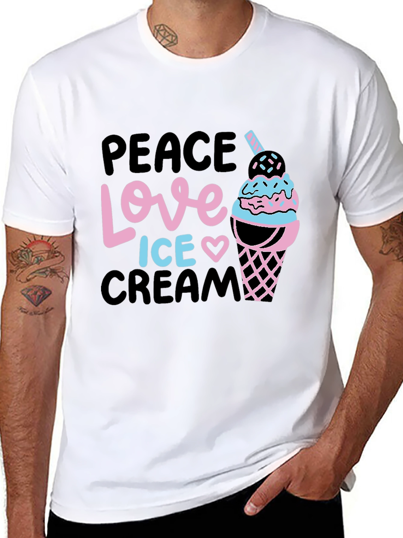 Peace Love Ice Cream Black Graphic Tee
