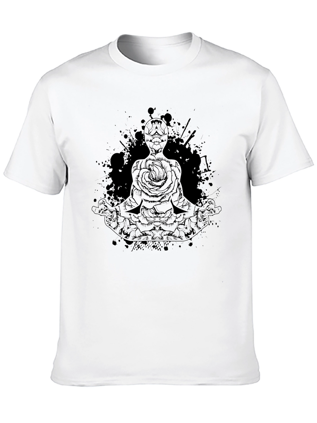Meditative Rose T-Shirt - Dark Ink Design