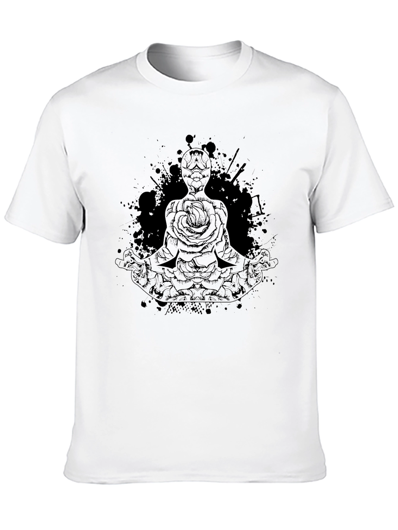 Meditative Rose T-Shirt - Dark Ink Design