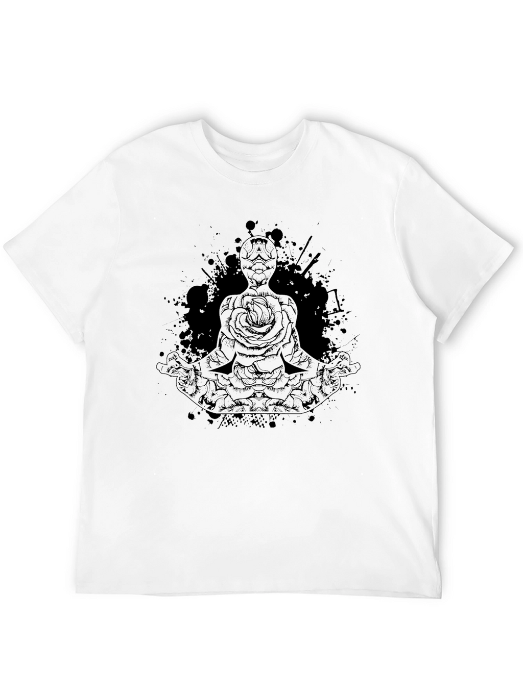 Meditative Rose T-Shirt - Dark Ink Design