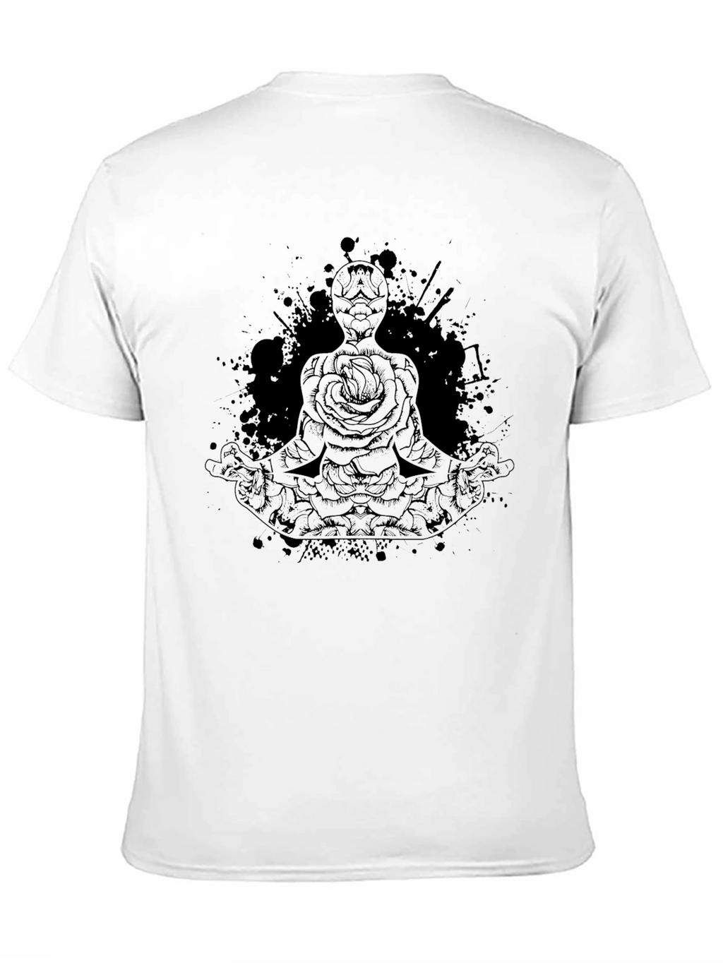 Meditative Rose T-Shirt - Dark Ink Design