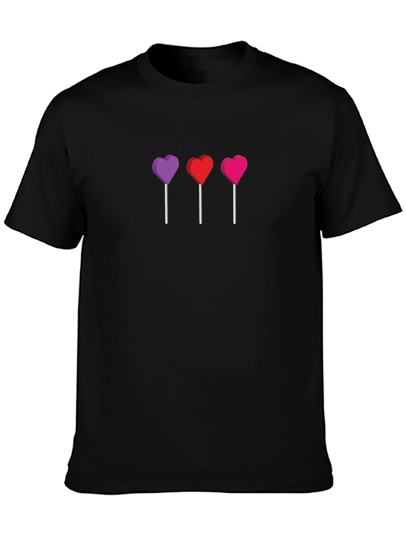 Heart Lollipop Graphic Tee - Black Unisex T-Shirt