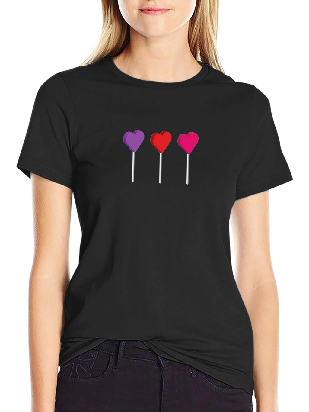 Heart Lollipop Graphic Tee - Black Unisex T-Shirt