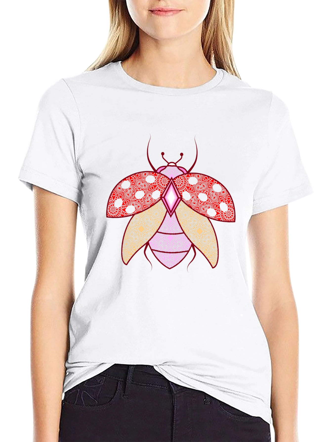 Ladybug Print Crew Neck T-Shirt