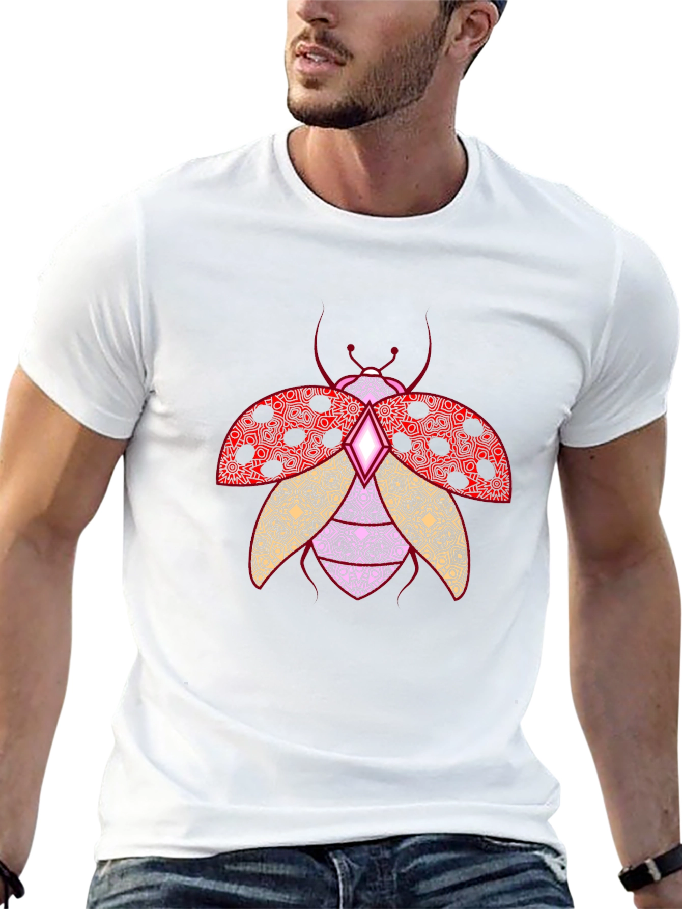 Ladybug Print Crew Neck T-Shirt