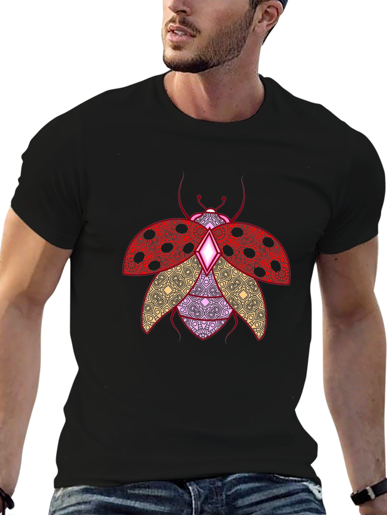 Ladybug Print Crew Neck T-Shirt