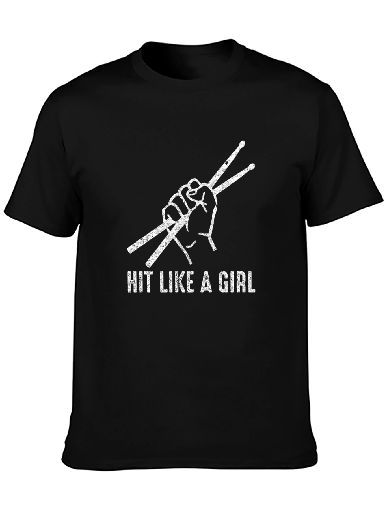 Hit Like a Girl Drummer T-Shirt - Black Cotton Tee