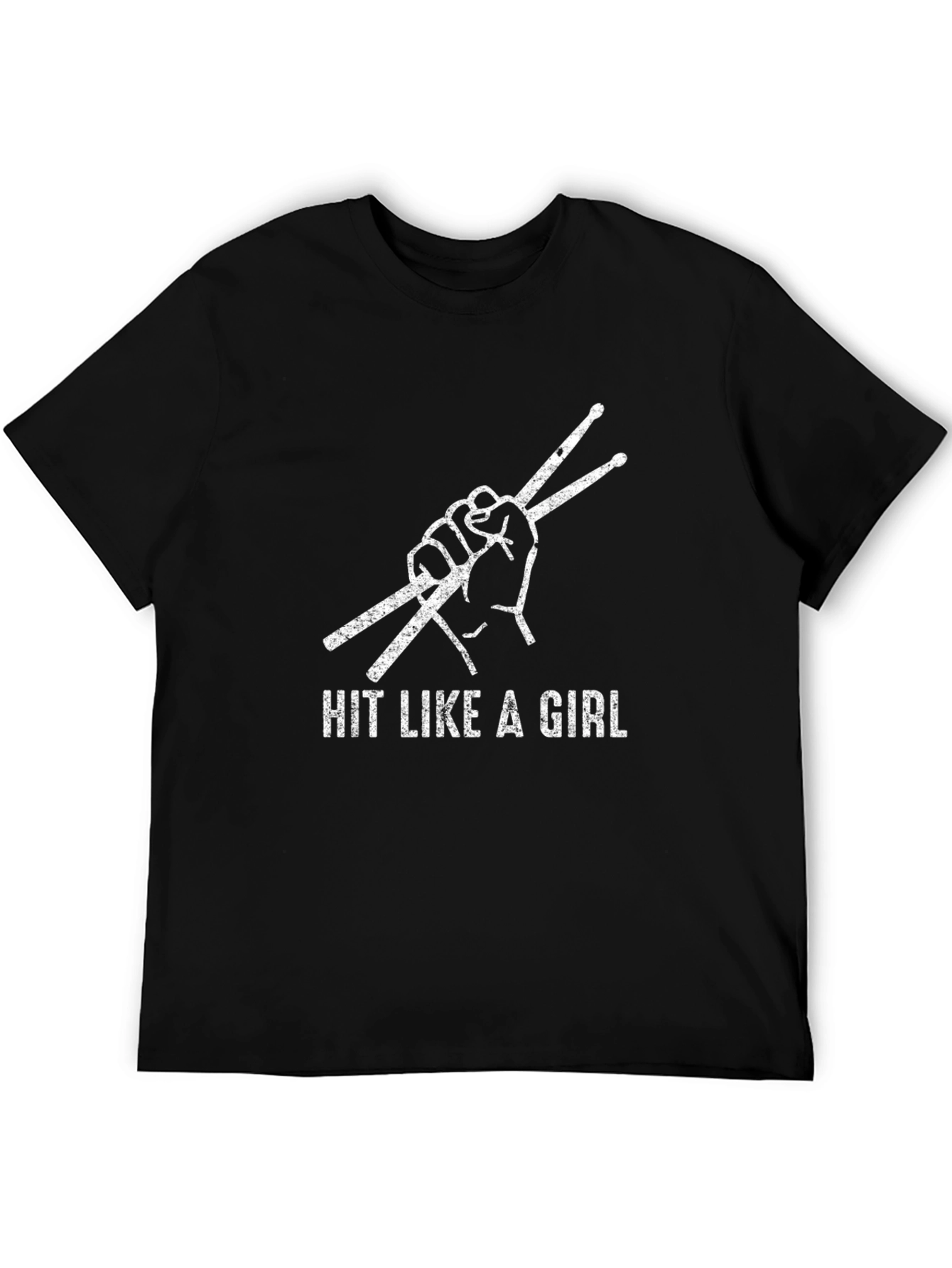 Hit Like a Girl Drummer T-Shirt - Black Cotton Tee