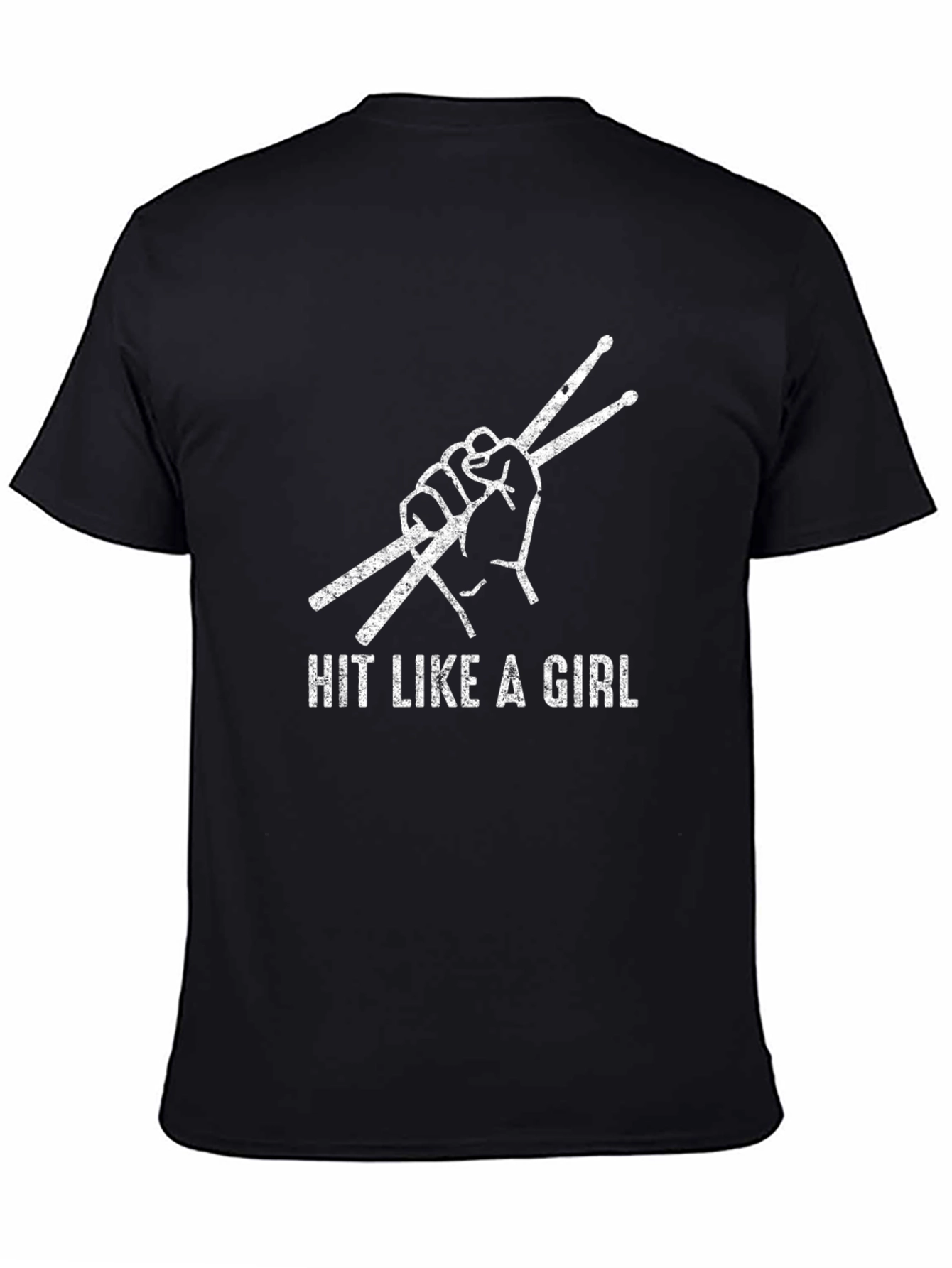 Hit Like a Girl Drummer T-Shirt - Black Cotton Tee