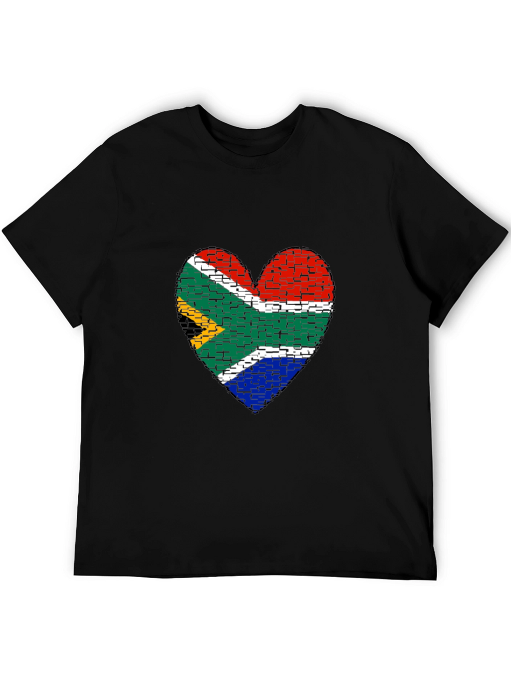 South Africa Flag Heart Graphic Tee - Black
