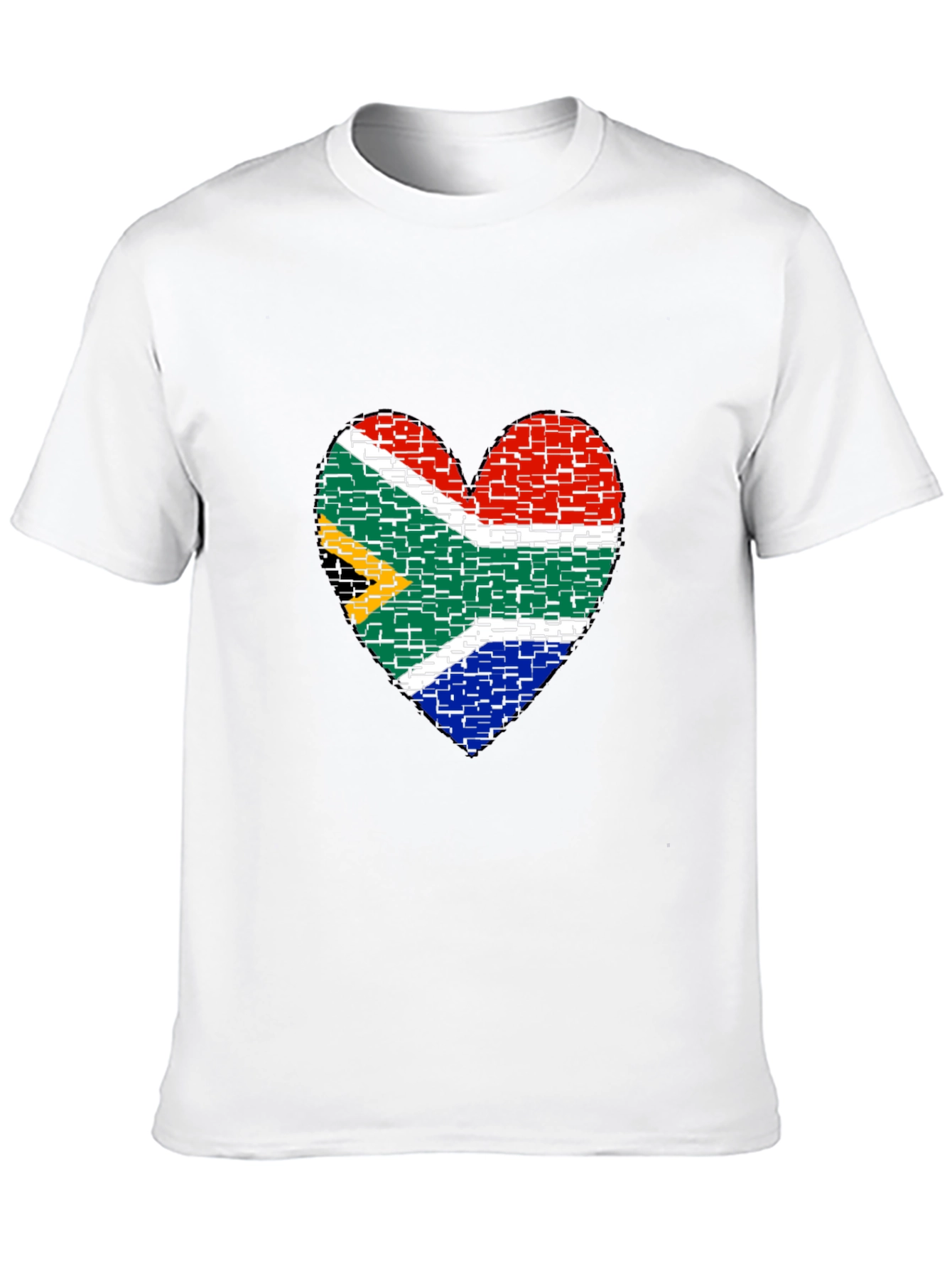 South Africa Flag Heart Graphic Tee - Black