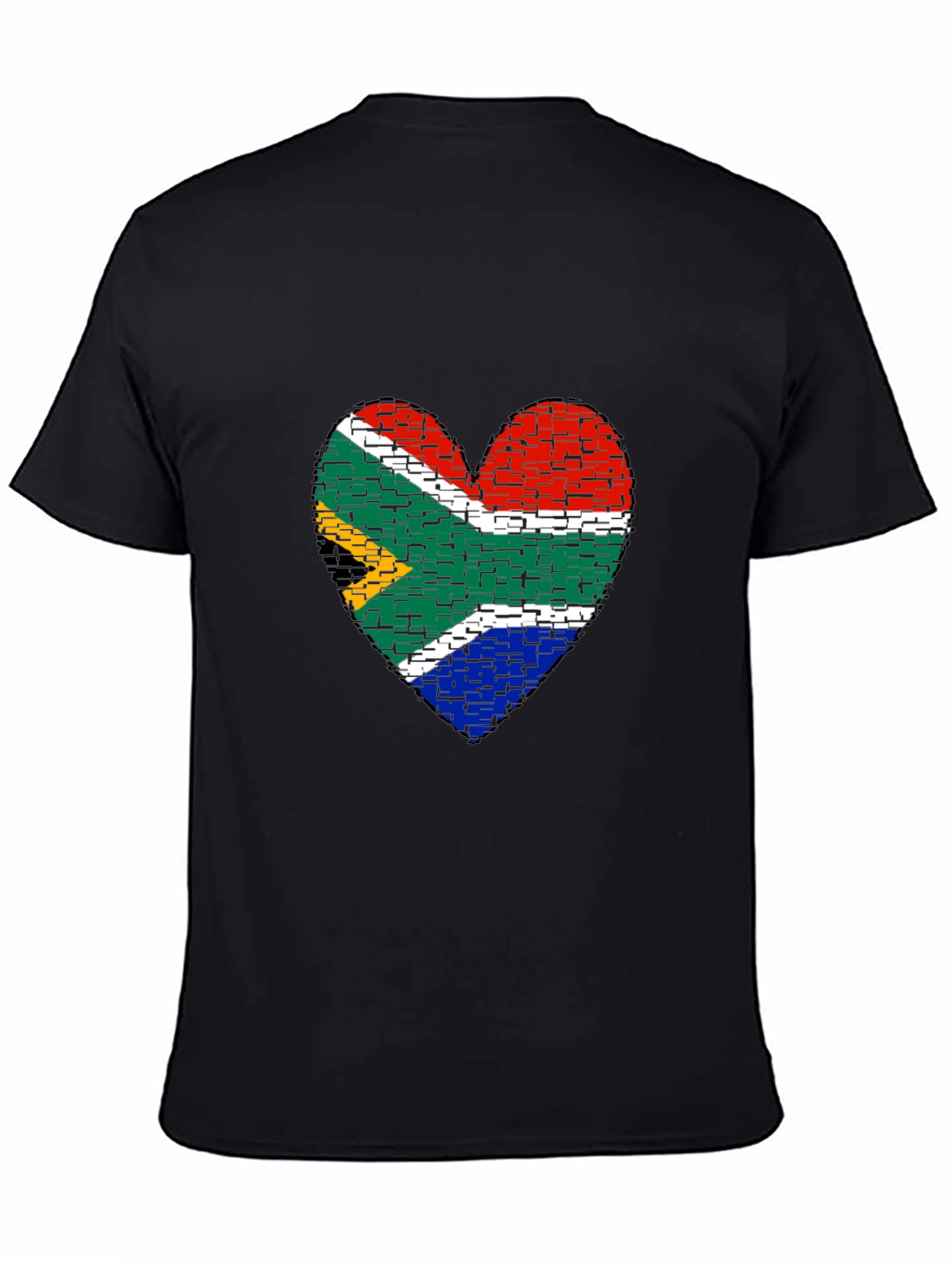 South Africa Flag Heart Graphic Tee - Black