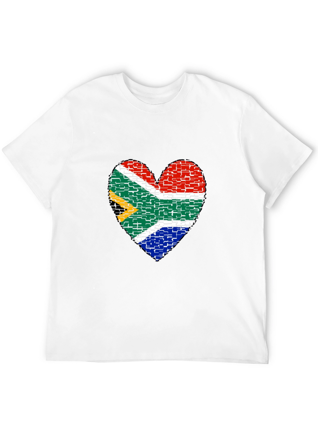 South Africa Flag Heart Graphic Tee - Black