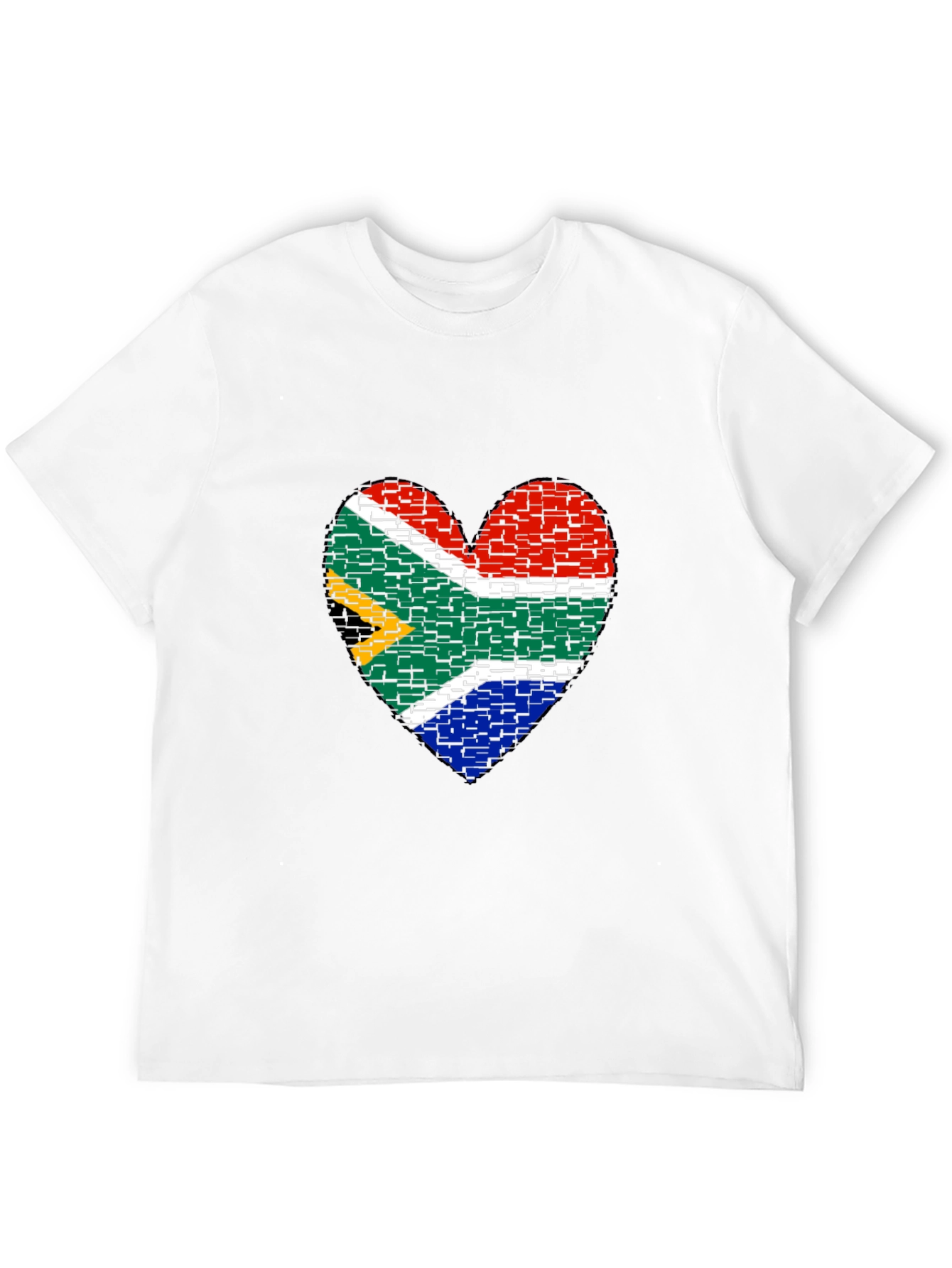 South Africa Flag Heart Graphic Tee - Black