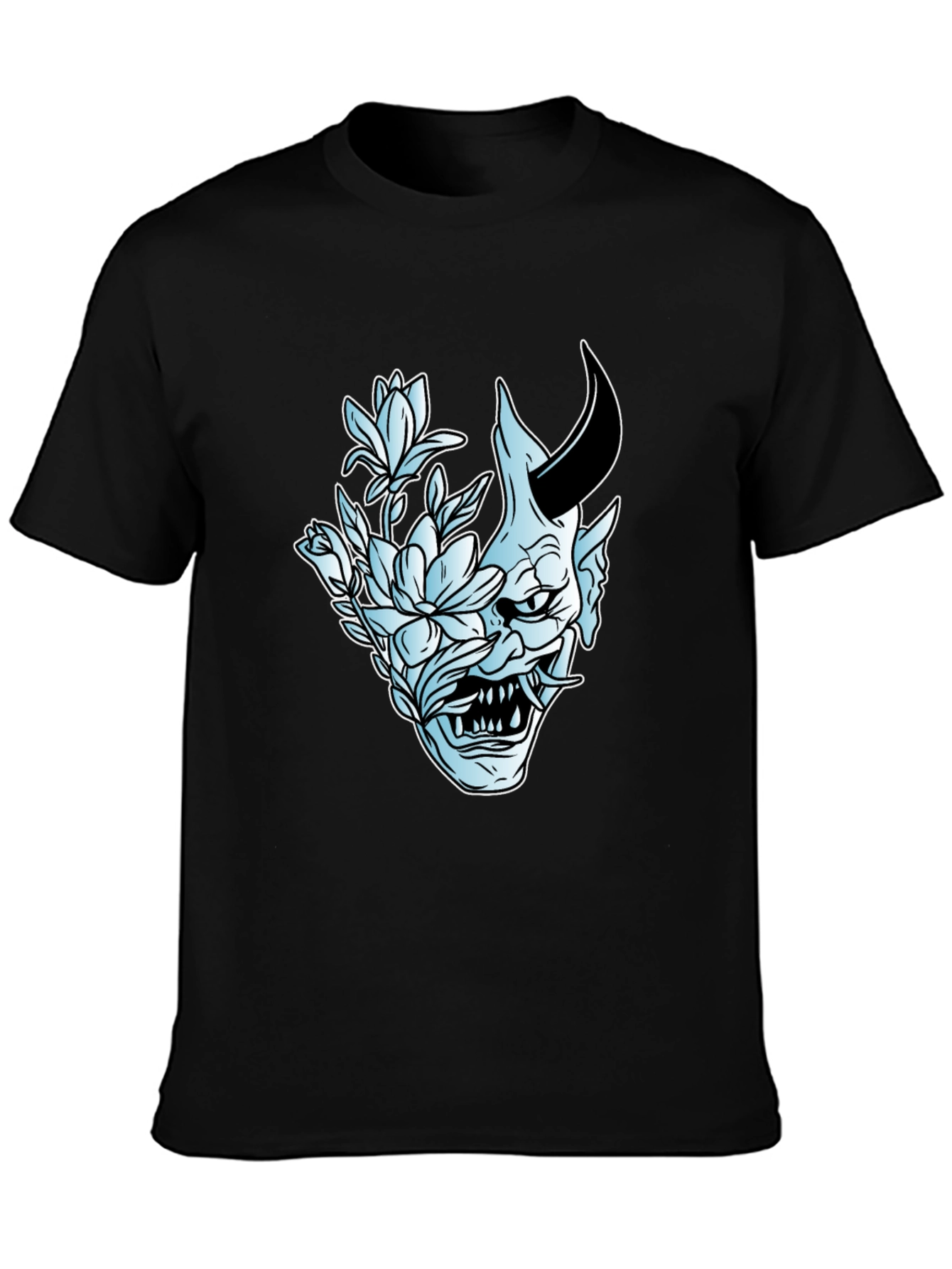 Floral Demon Graphic Tee - Black