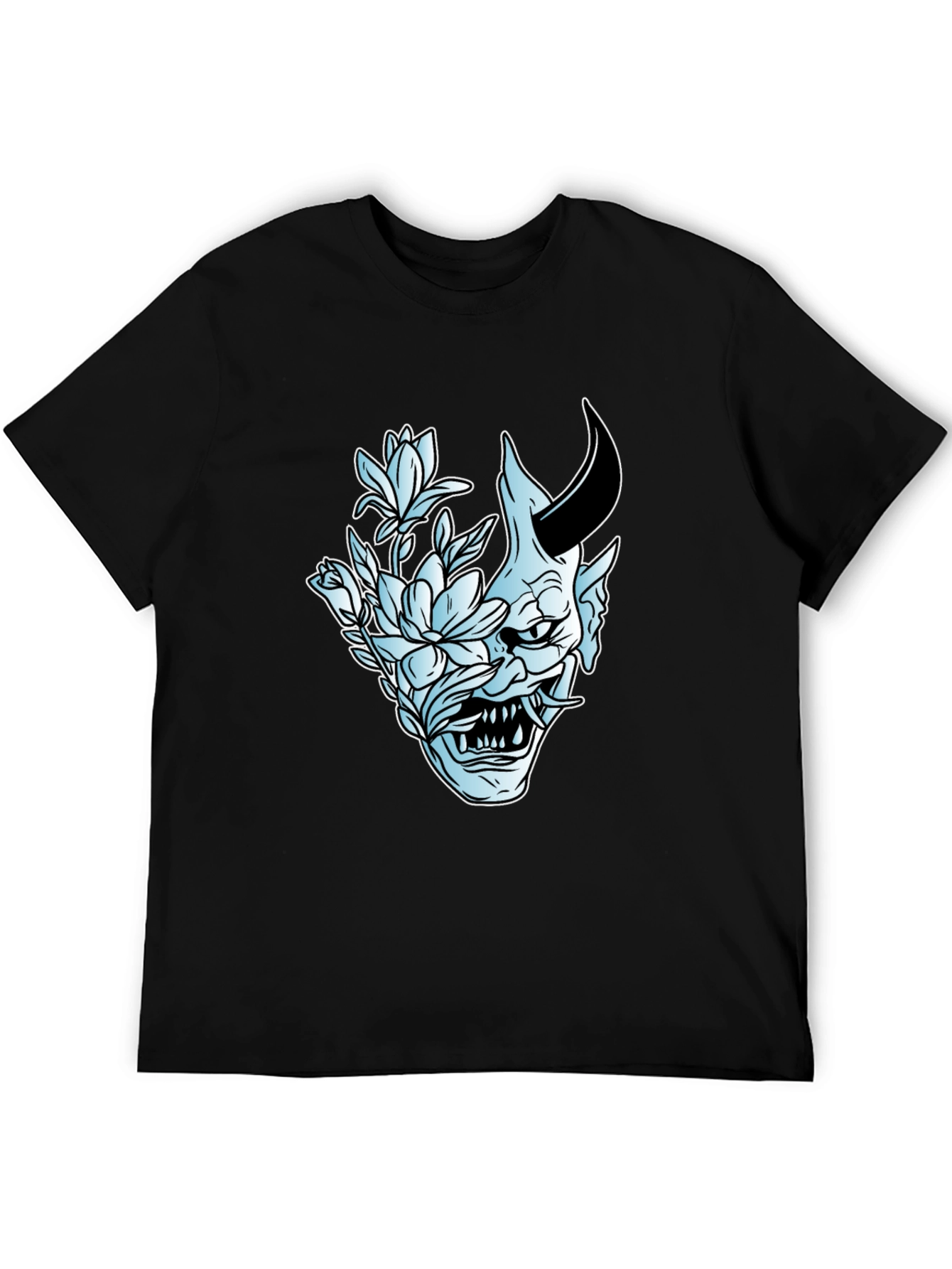 Floral Demon Graphic Tee - Black