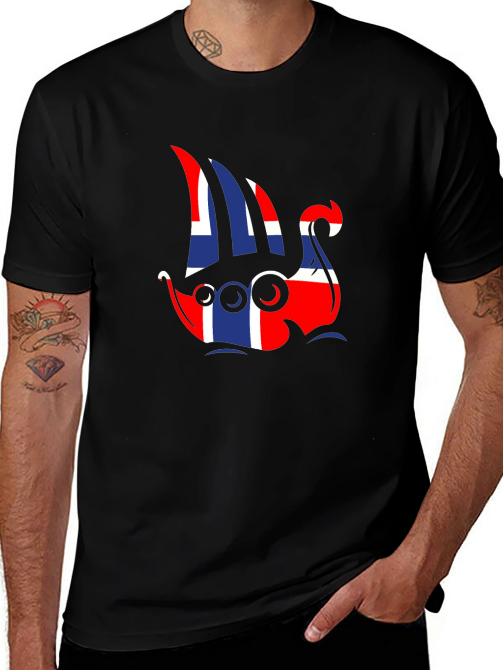 Norway Flag Viking Ship Graphic Tee