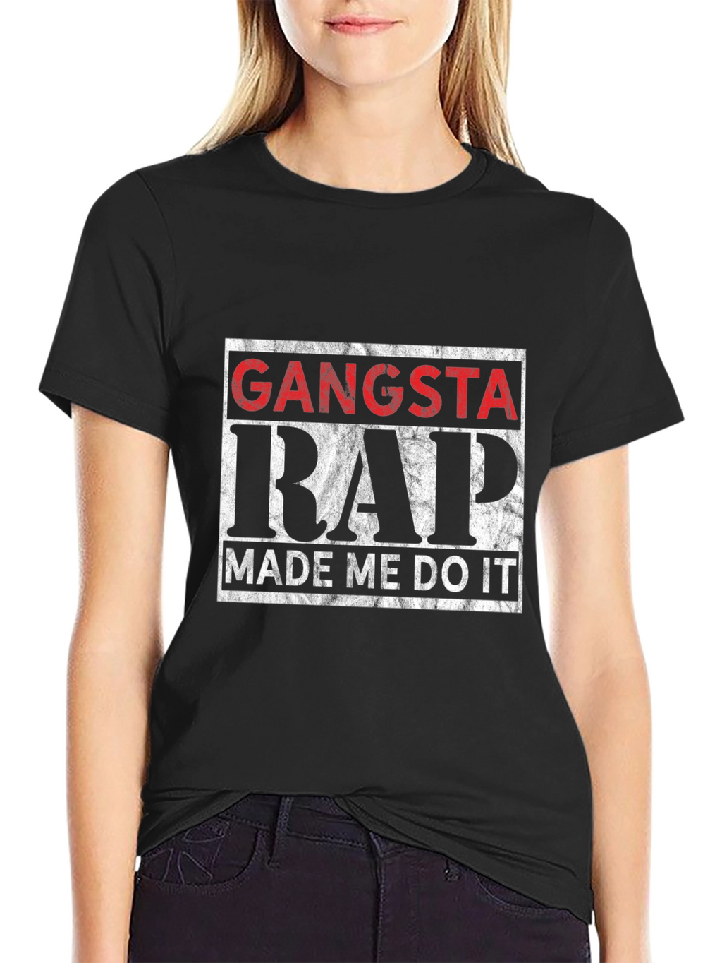 Gangsta Rap Made Me Do It Black T-Shirt