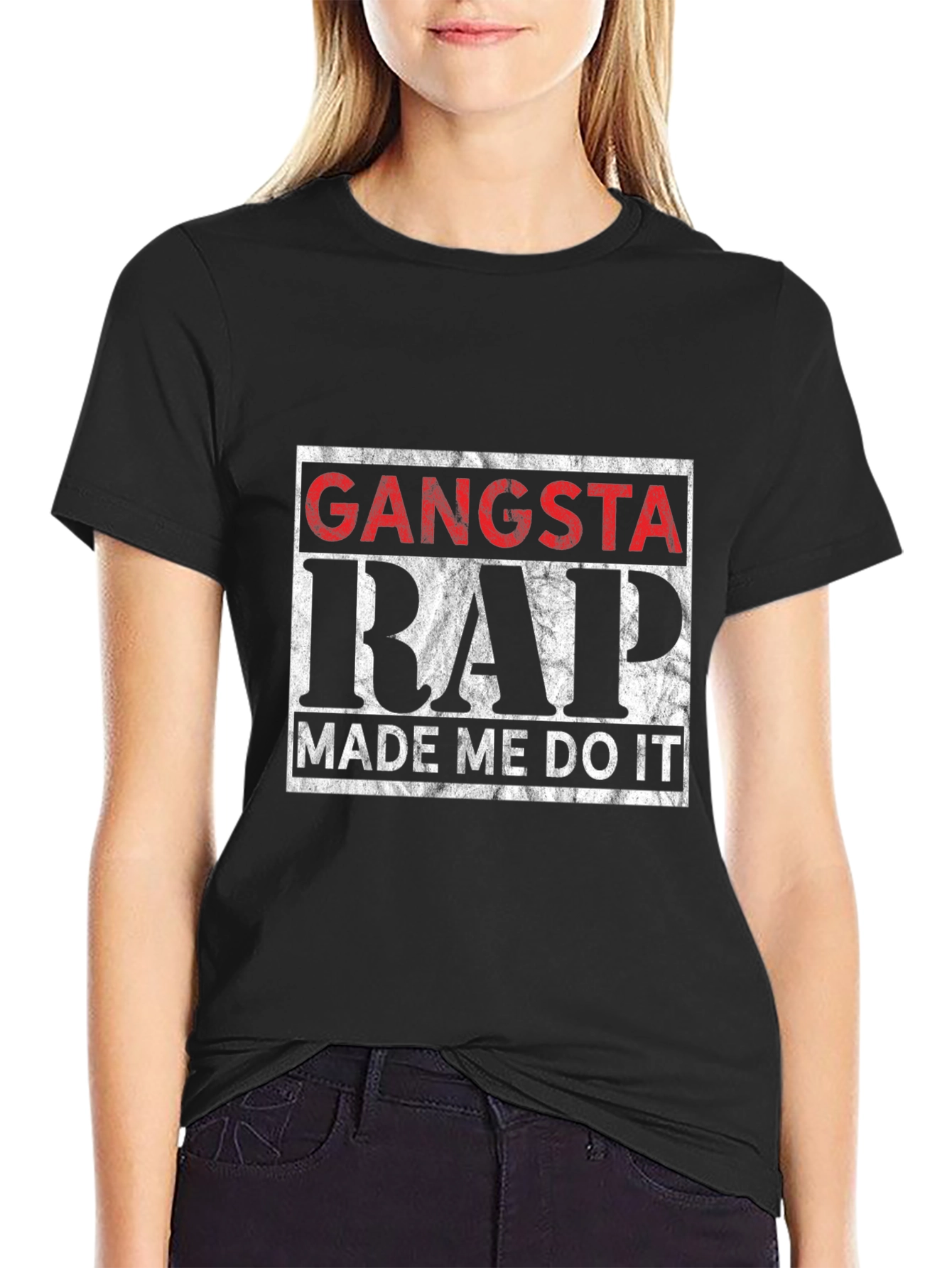 Gangsta Rap Made Me Do It Black T-Shirt