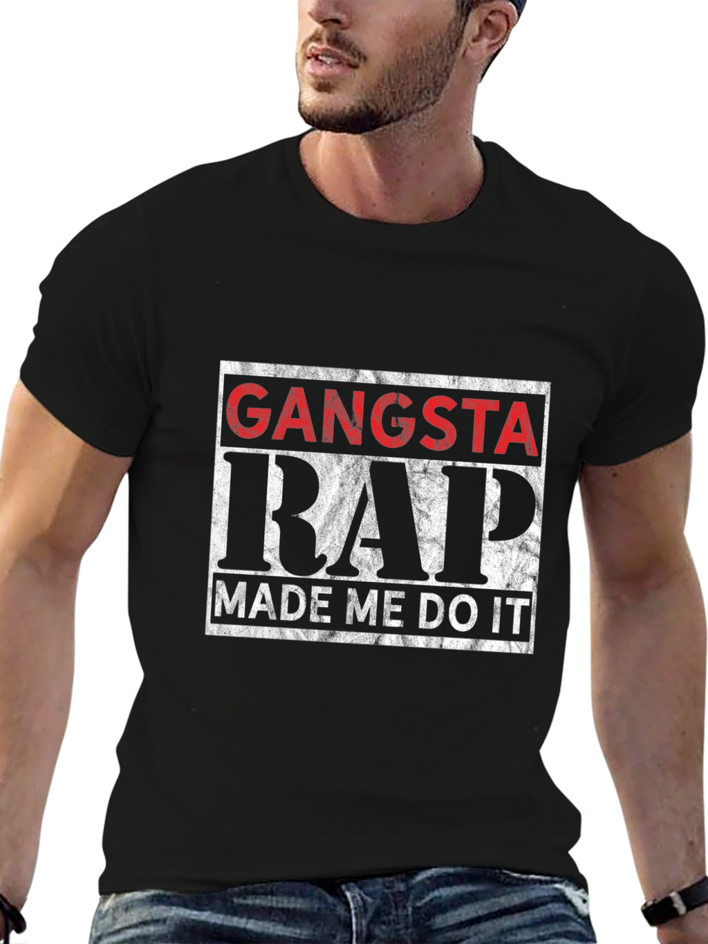 Gangsta Rap Made Me Do It Black T-Shirt