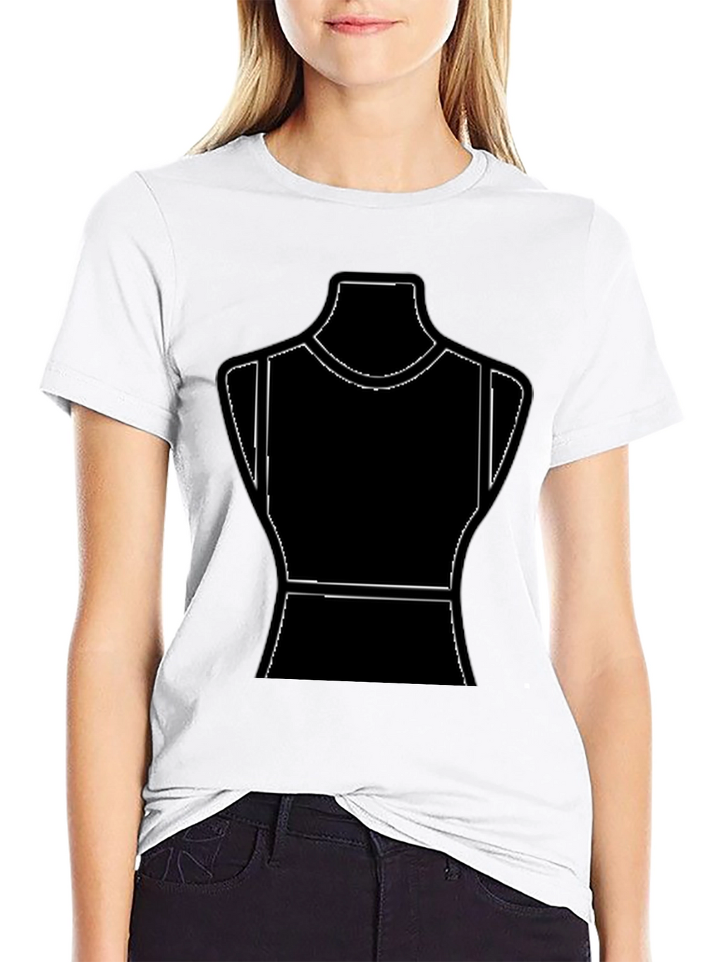 Black T-Shirt with Mannequin Outline Design