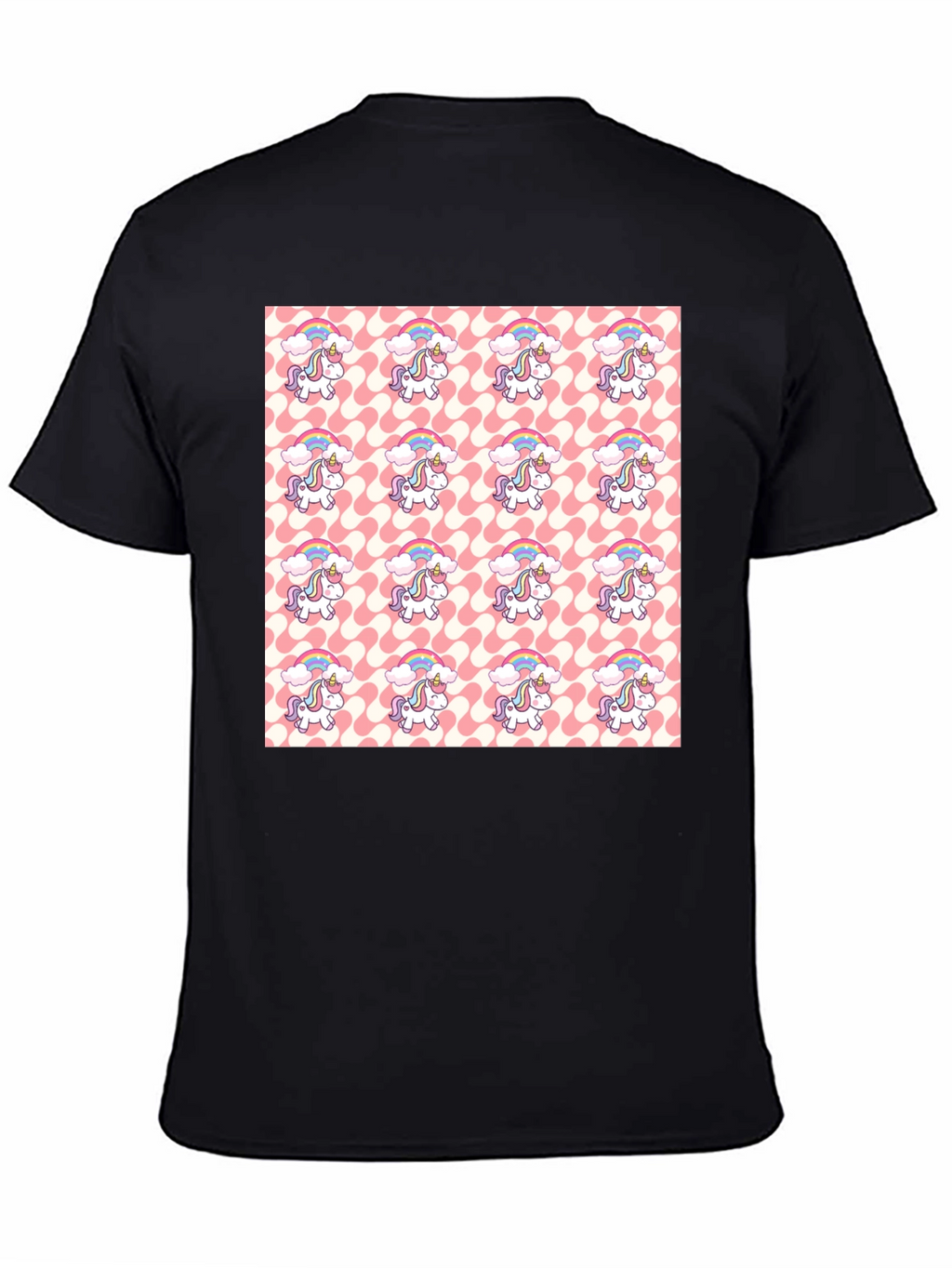 Unicorn Pattern Black T-Shirt